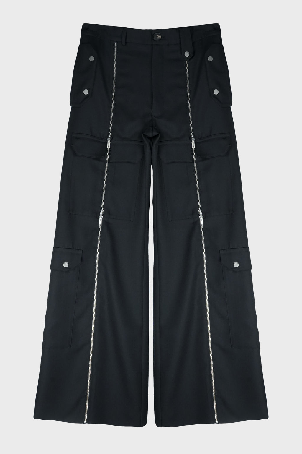 MULTI-ZIP FRONT TROUSER BLACK TAILORING WOOL
