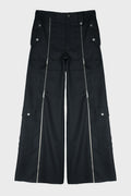MULTI-ZIP FRONT TROUSER BLACK TAILORING WOOL