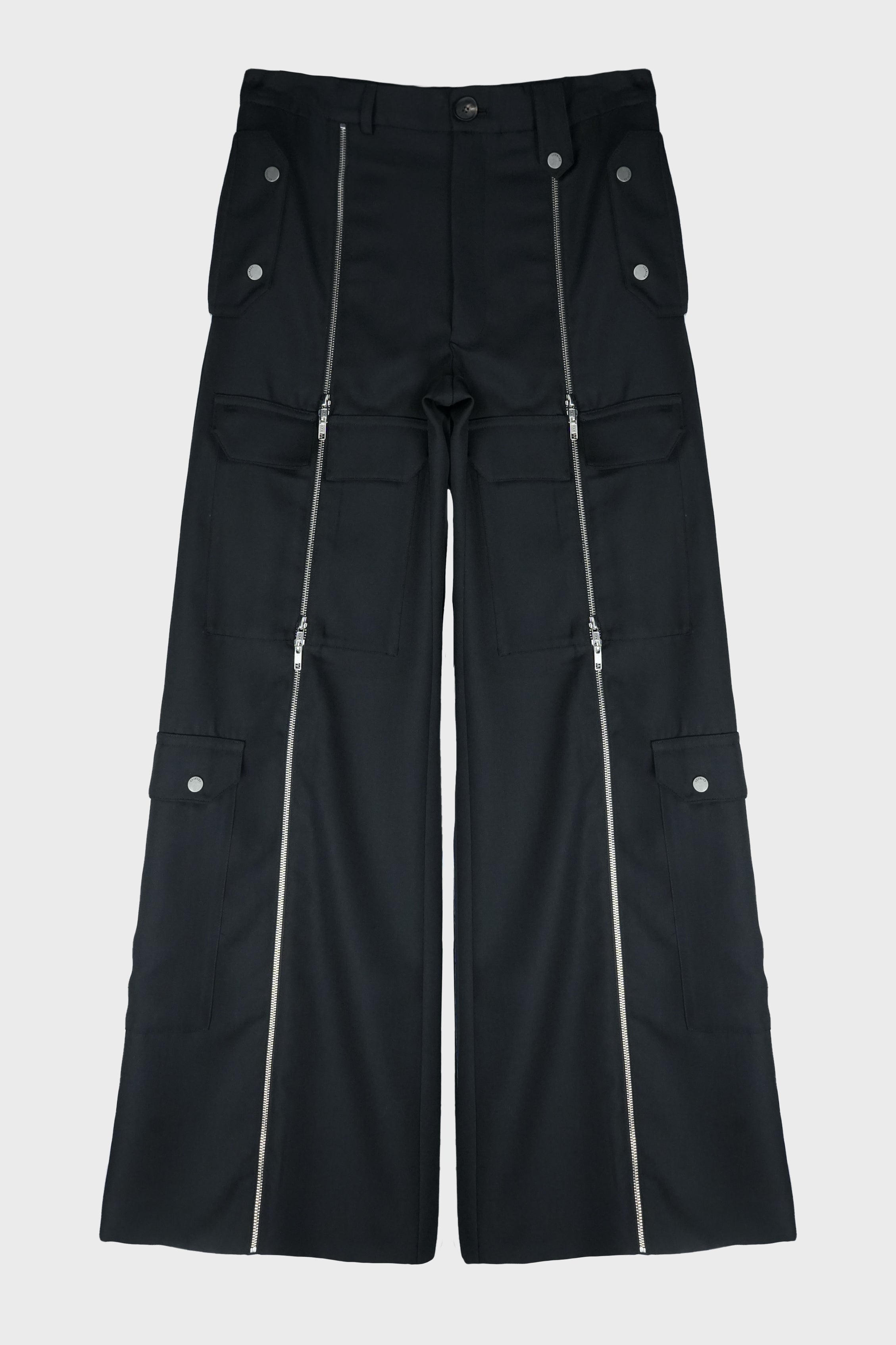 MULTI-ZIP FRONT TROUSER BLACK TAILORING WOOL