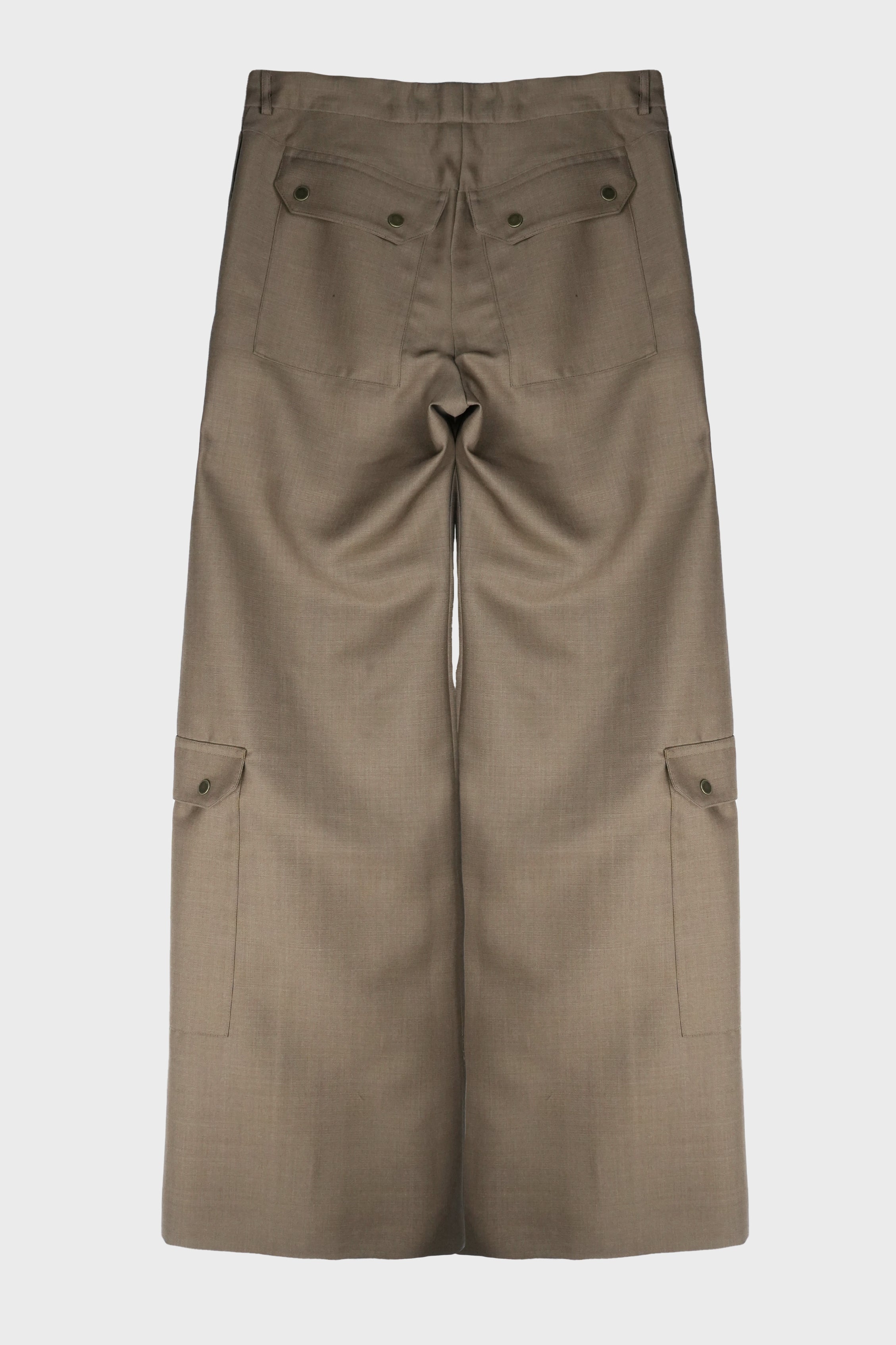 MULTI-ZIP FRONT TROUSER VISCOSE TAILORING WOOL BROWN