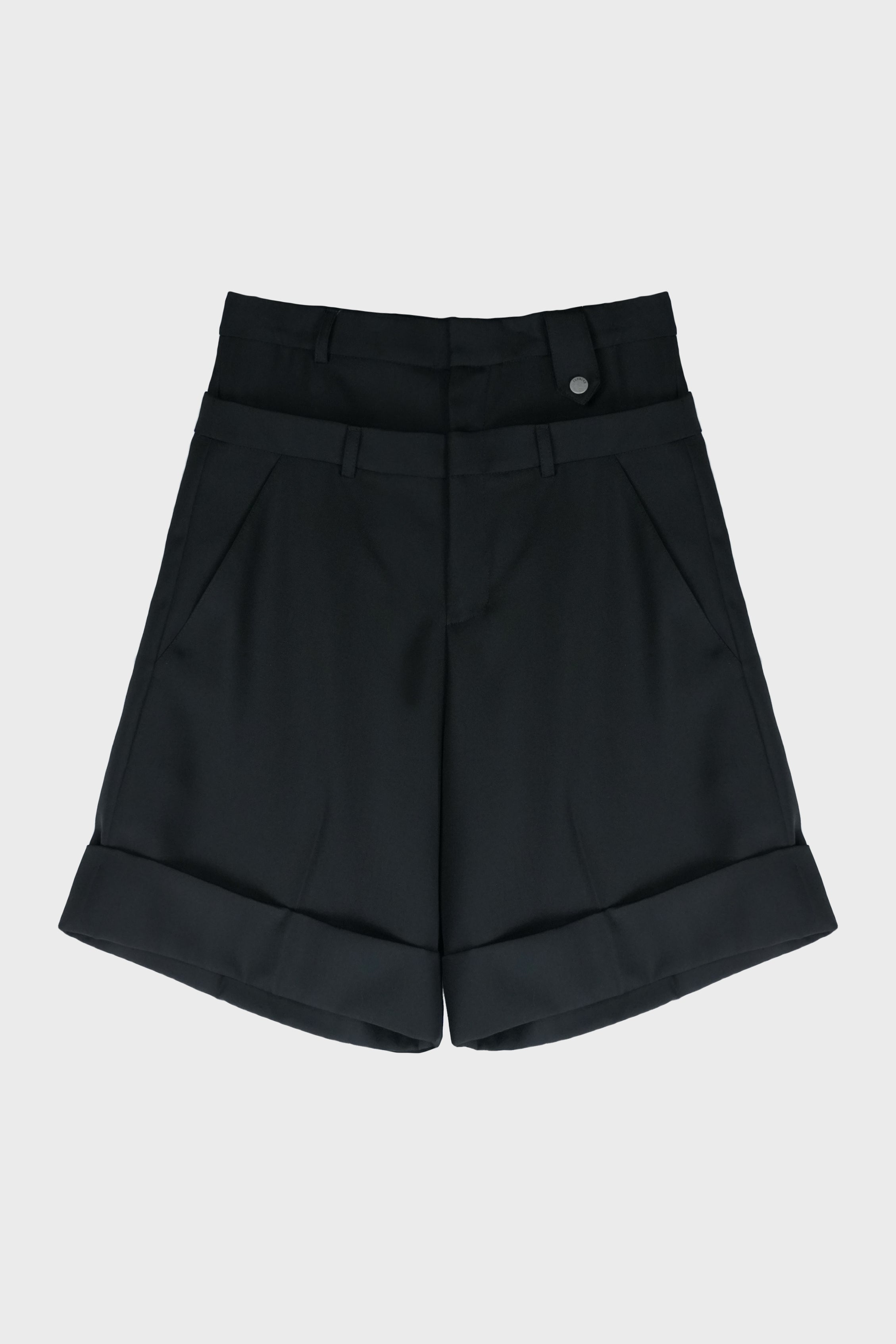 DOUBLE WAIST WOOL SHORT BLACK TAILORING WOOL