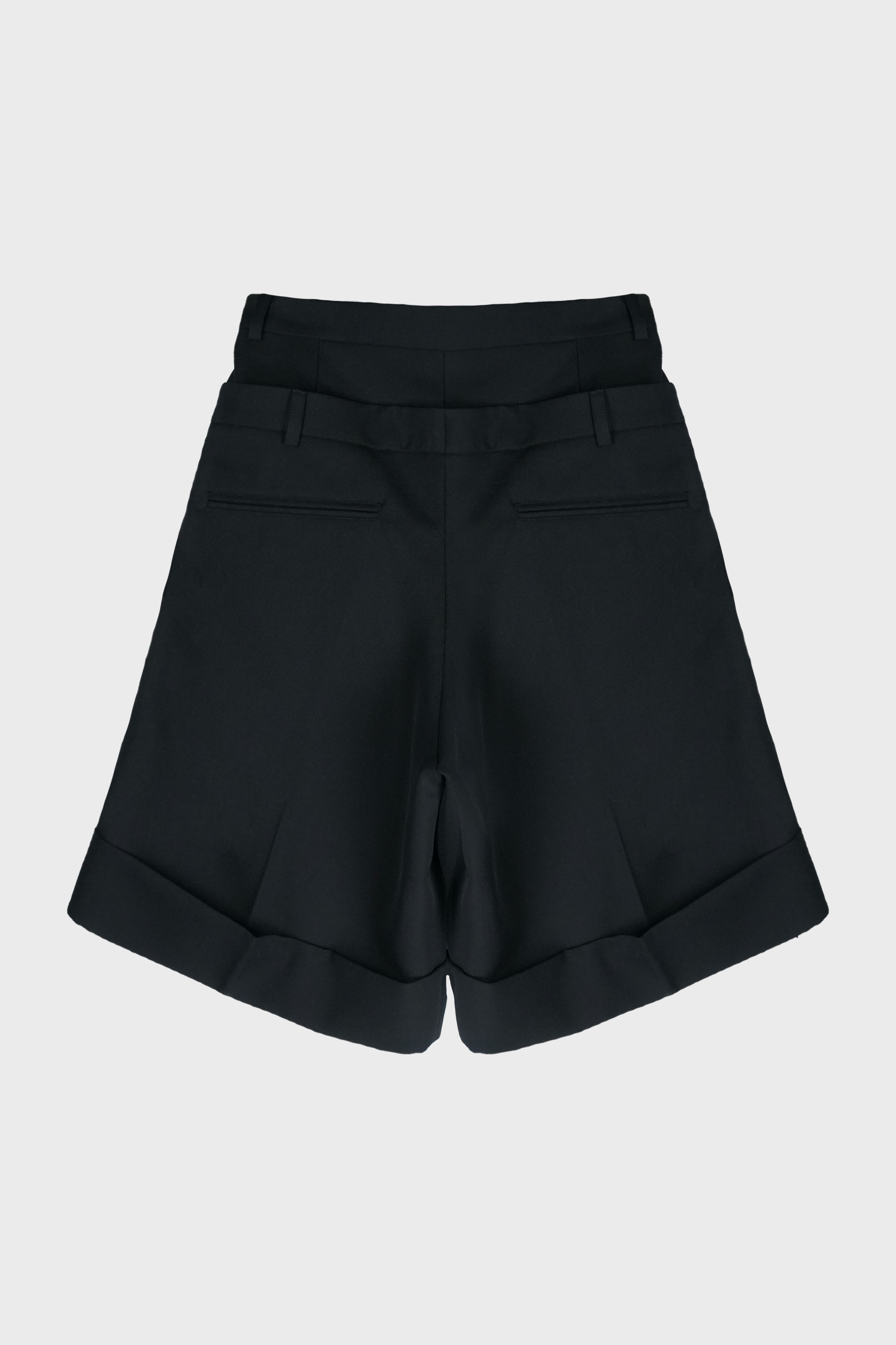 DOUBLE WAIST WOOL SHORT BLACK TAILORING WOOL