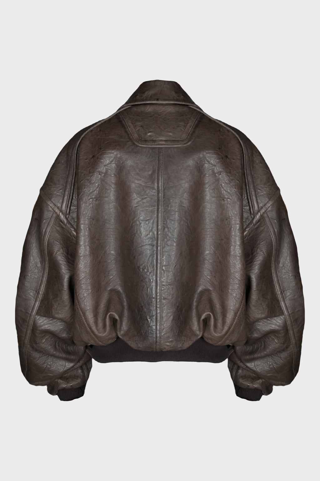 CRINKCLE LEATHER A-2 JUMPER BROWN