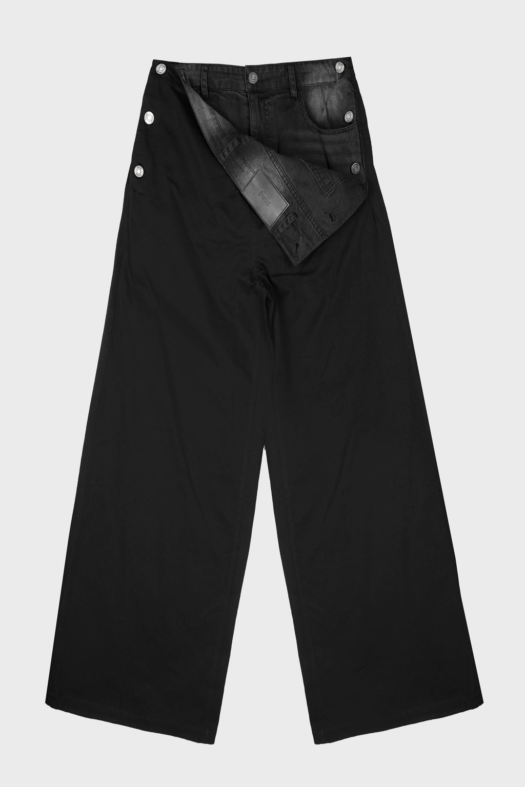 DENIM FRONT-LAYERED PANTS BLACK