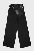DENIM FRONT-LAYERED PANTS BLACK