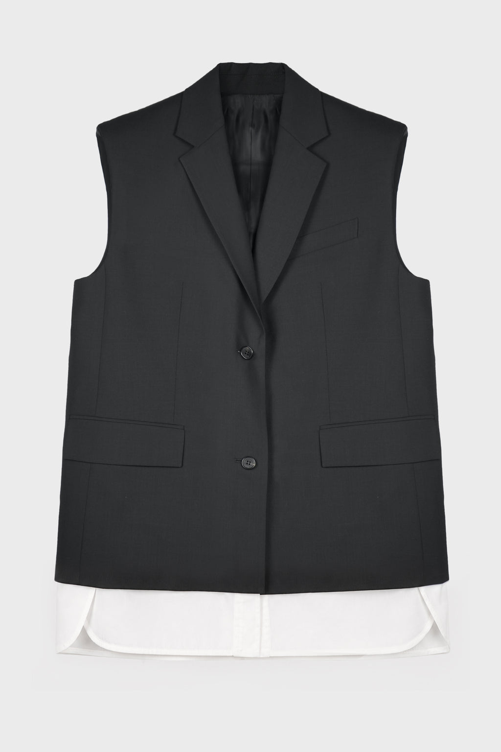 LAYERED HEM SLEEVELESS BLAZER