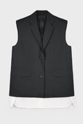 LAYERED HEM SLEEVELESS BLAZER