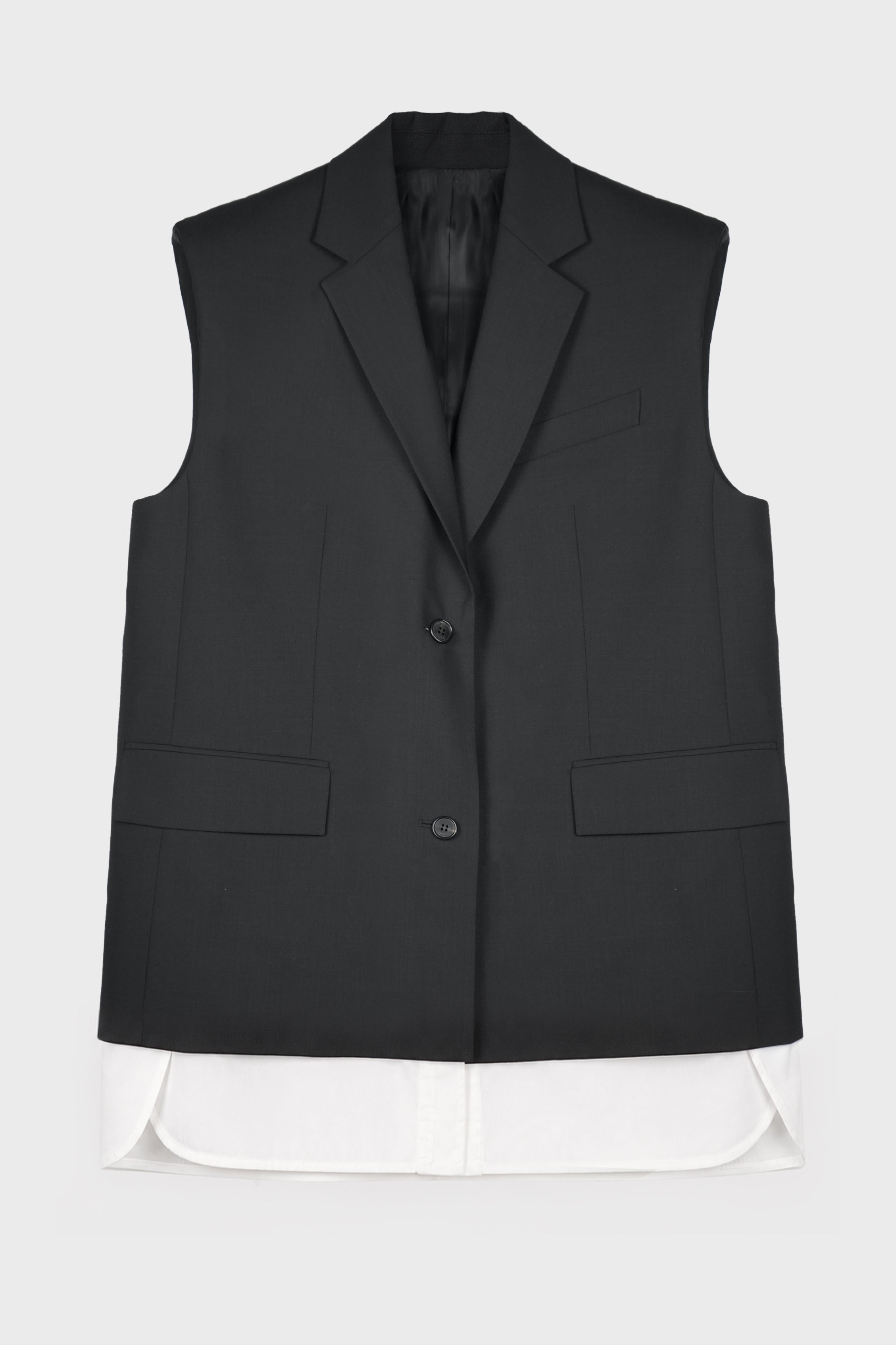 LAYERED HEM SLEEVELESS BLAZER
