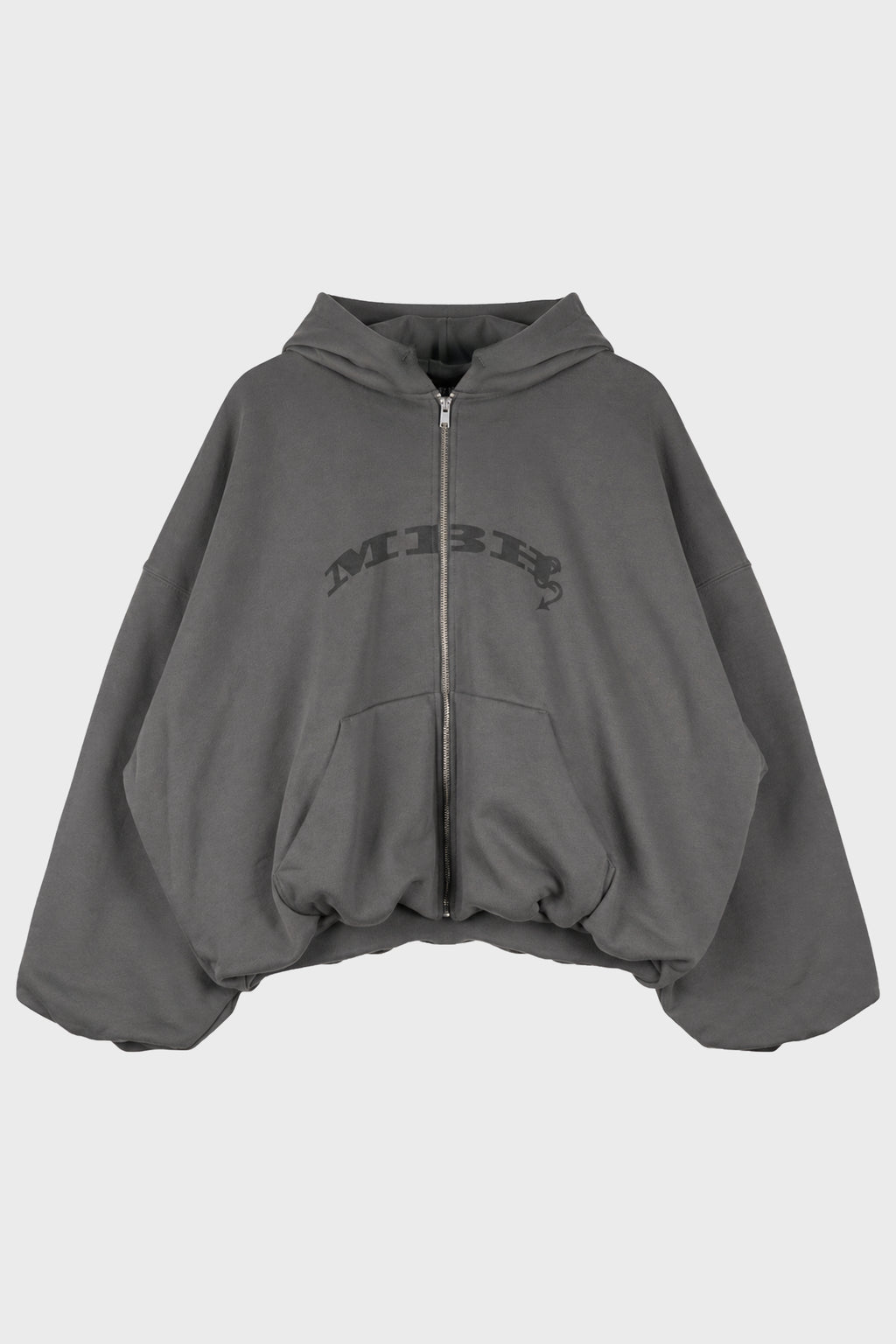 INFLATED MBH DEVIL ZIPPED HOODIE WASHED GREY