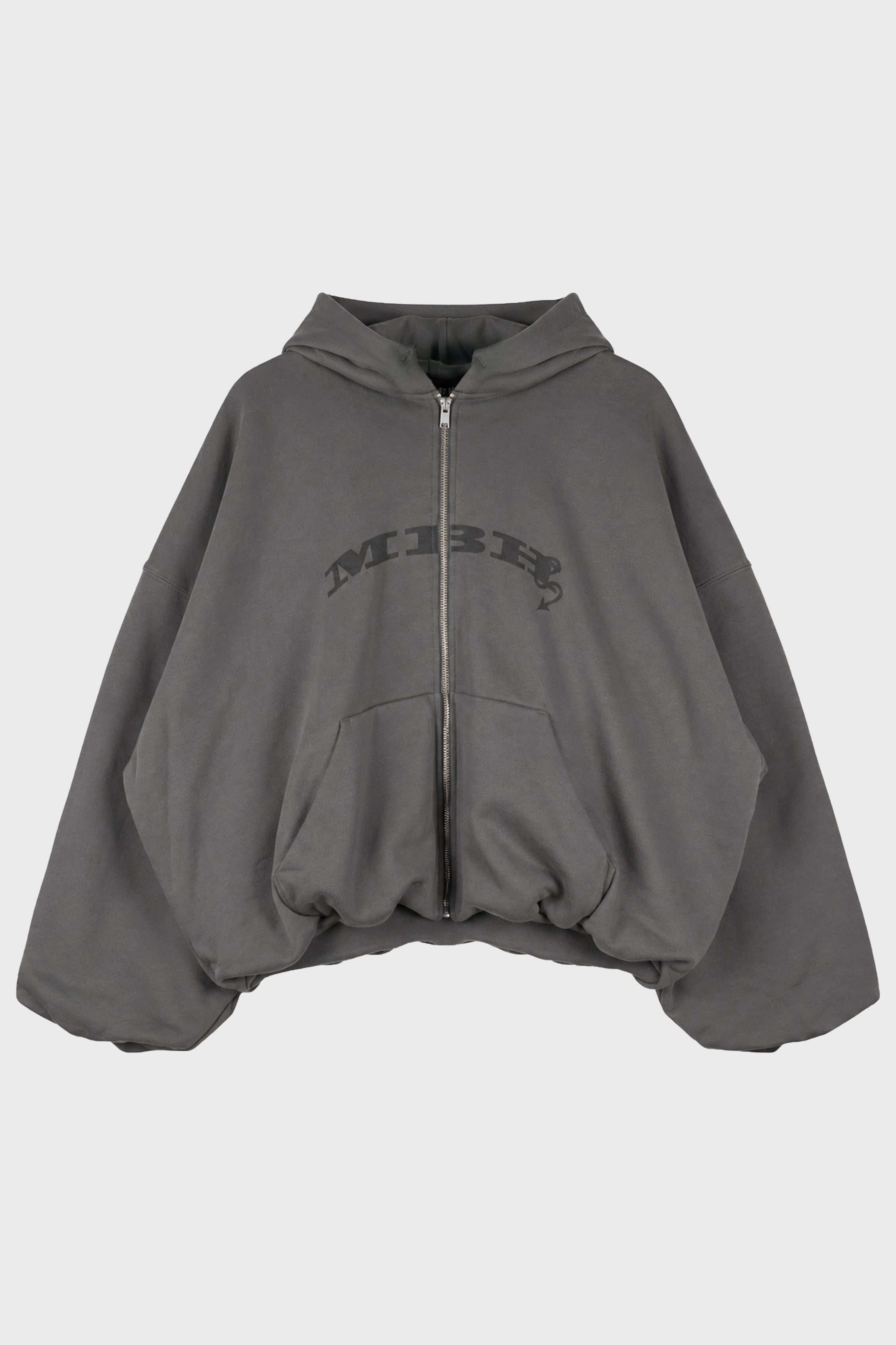 INFLATED MBH DEVIL ZIPPED HOODIE WASHED GREY
