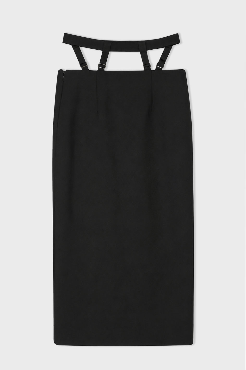BELTED SLIT TAILORED SKIRT BLACK