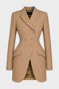 HOURGLASS DOUBLE BREASTED LONG JACKET BEIGE
