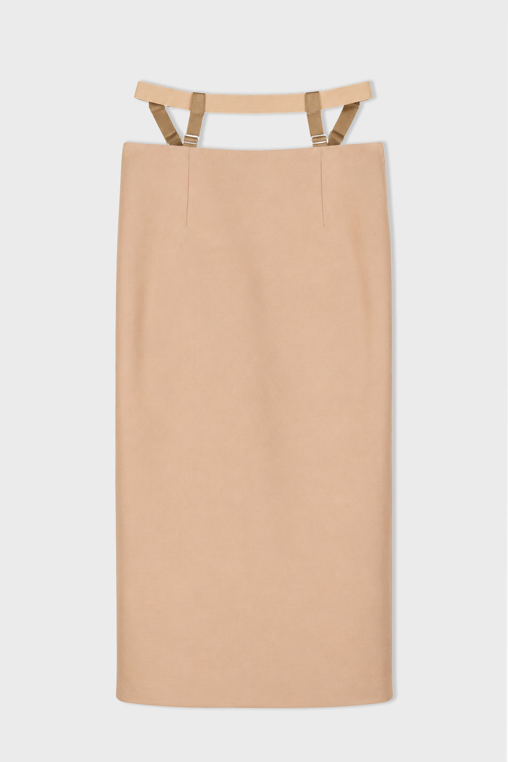 BELTED SLIT TAILORED SKIRT BEIGE