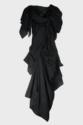 DRAPED KNOT D LONG DRESS BLACK