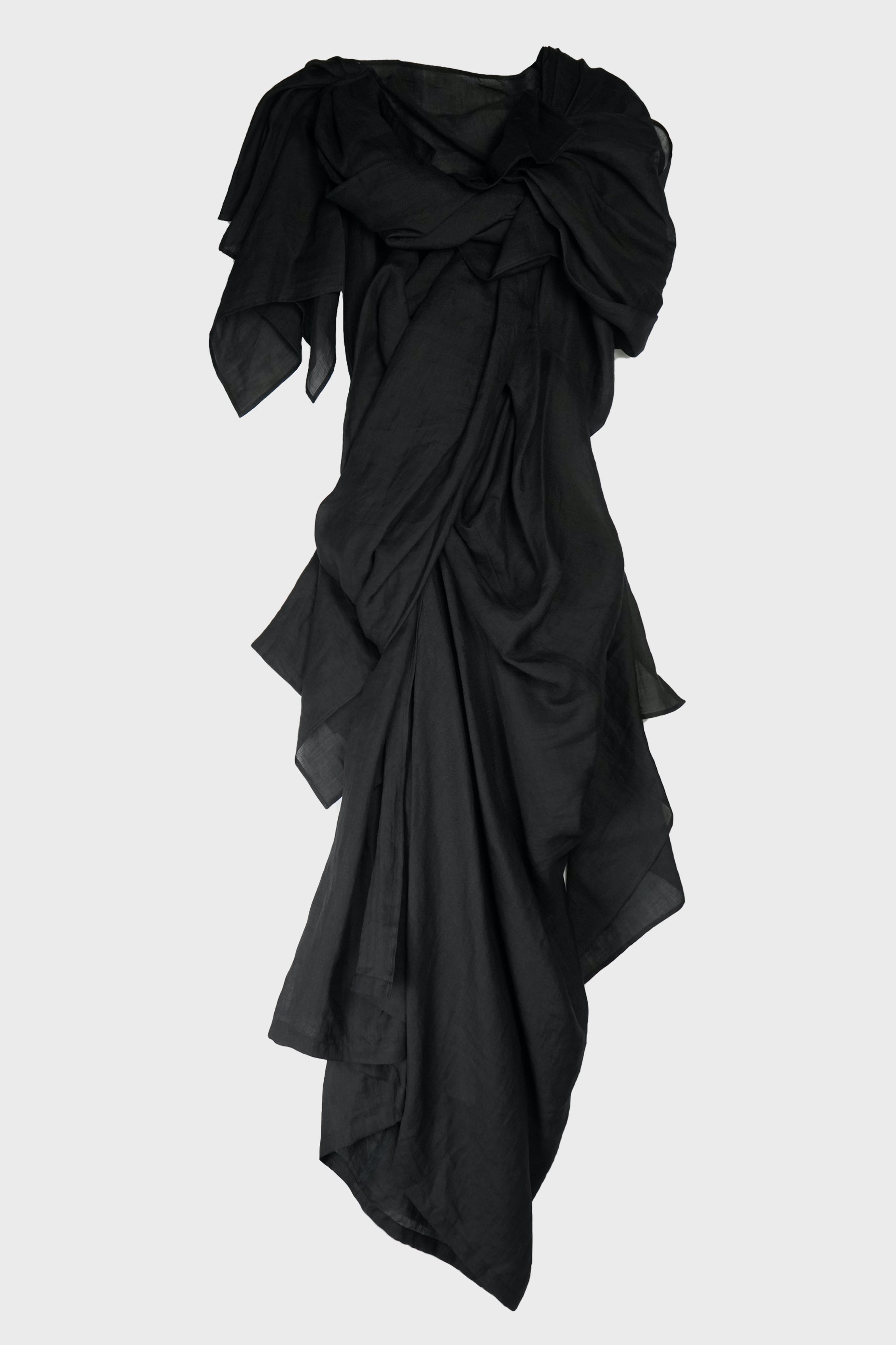 DRAPED KNOT D LONG DRESS BLACK