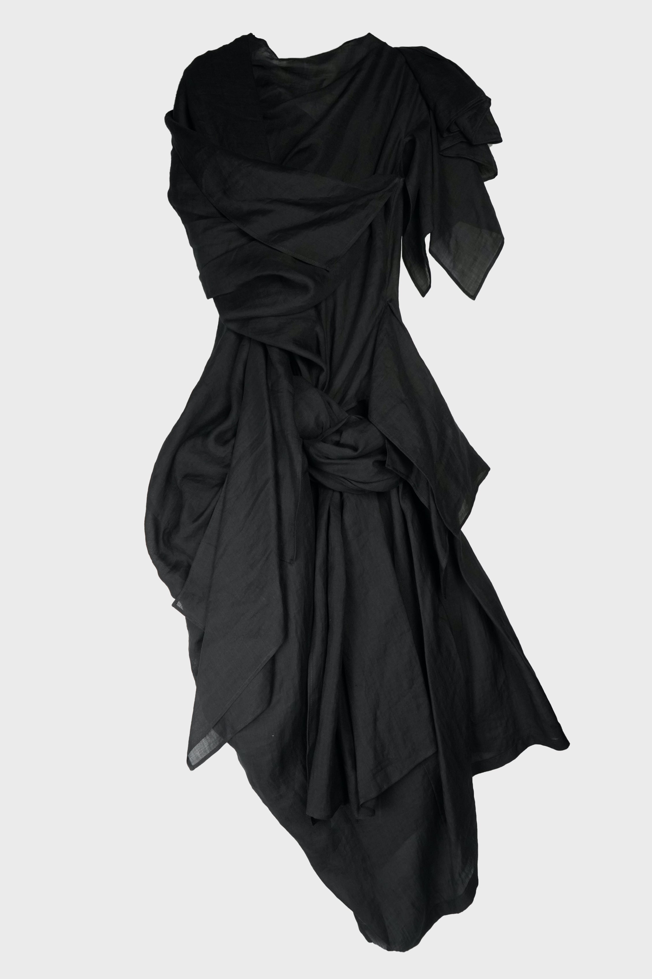 DRAPED KNOT D LONG DRESS BLACK
