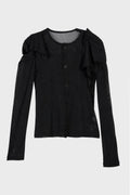 DRAPED SLV CARDIGAN BLACK