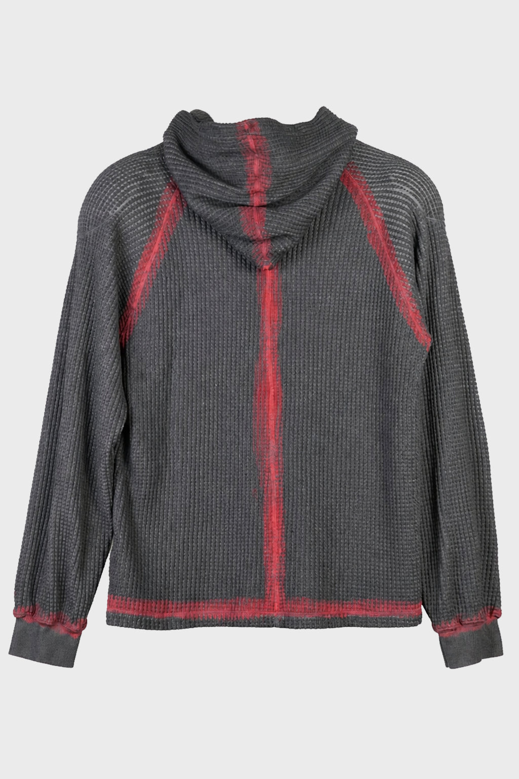 BULK SHOULDER PAINTED LINE WAFFLE HOODIE BLACK/RED