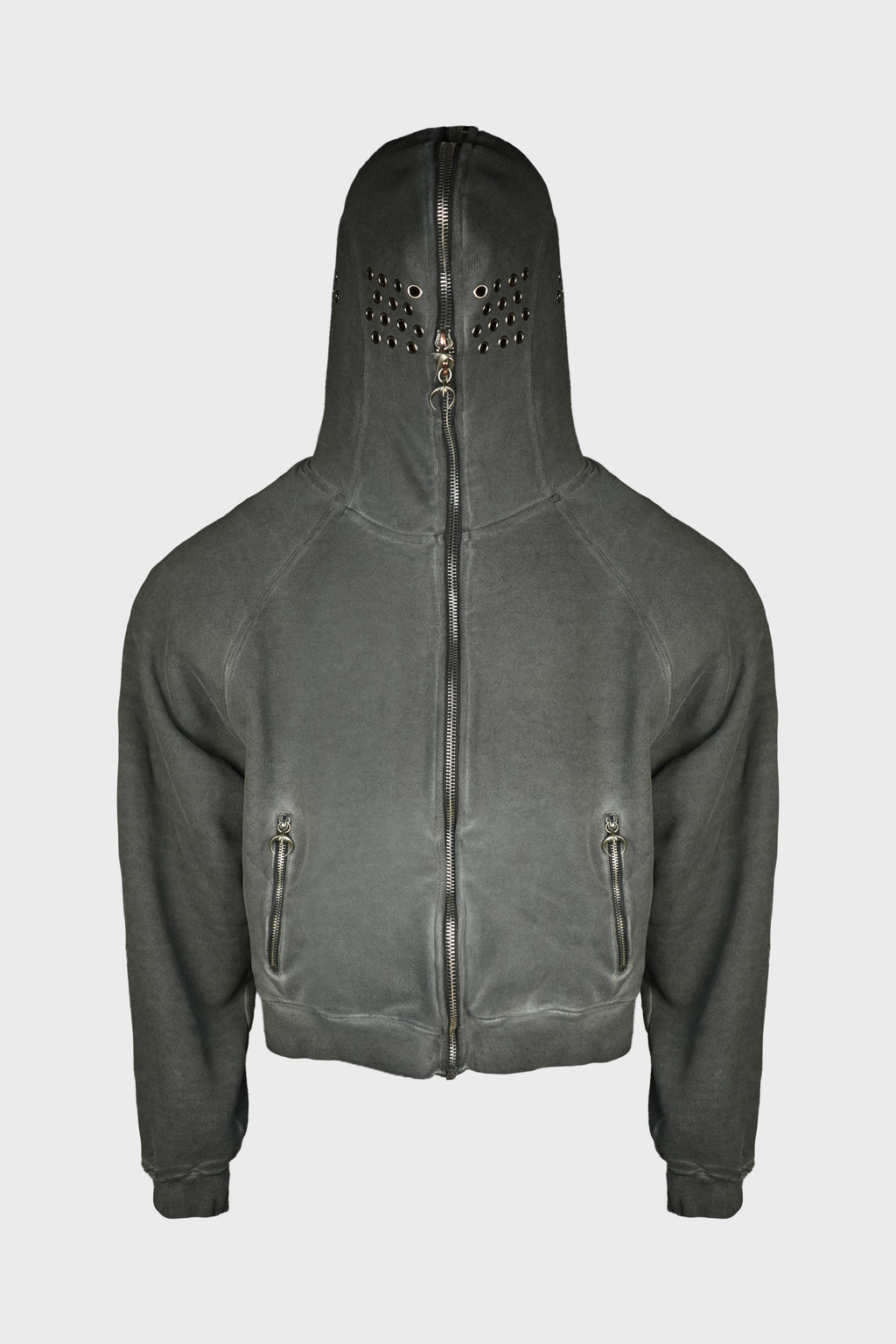 BULK SHOULDER GLADIATOR ZIP-UP HOODIE CHARCOAL