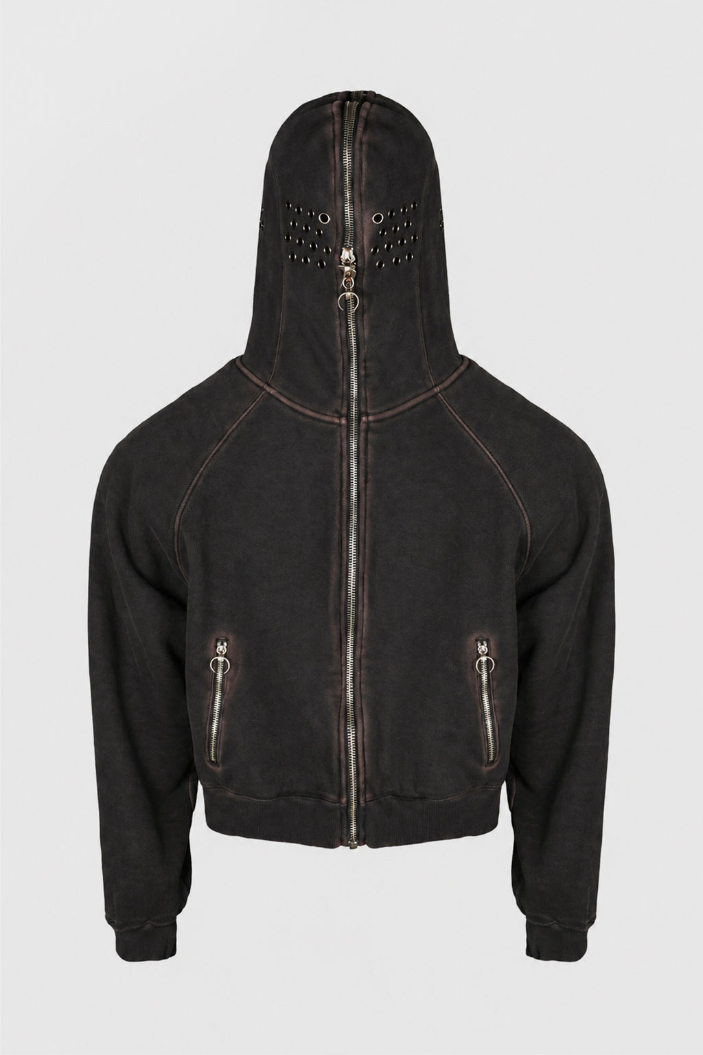 BULK SHOULDER GLADIATOR ZIP-UP HOODIE BLACK