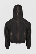 BULK SHOULDER GLADIATOR ZIP-UP HOODIE BLACK