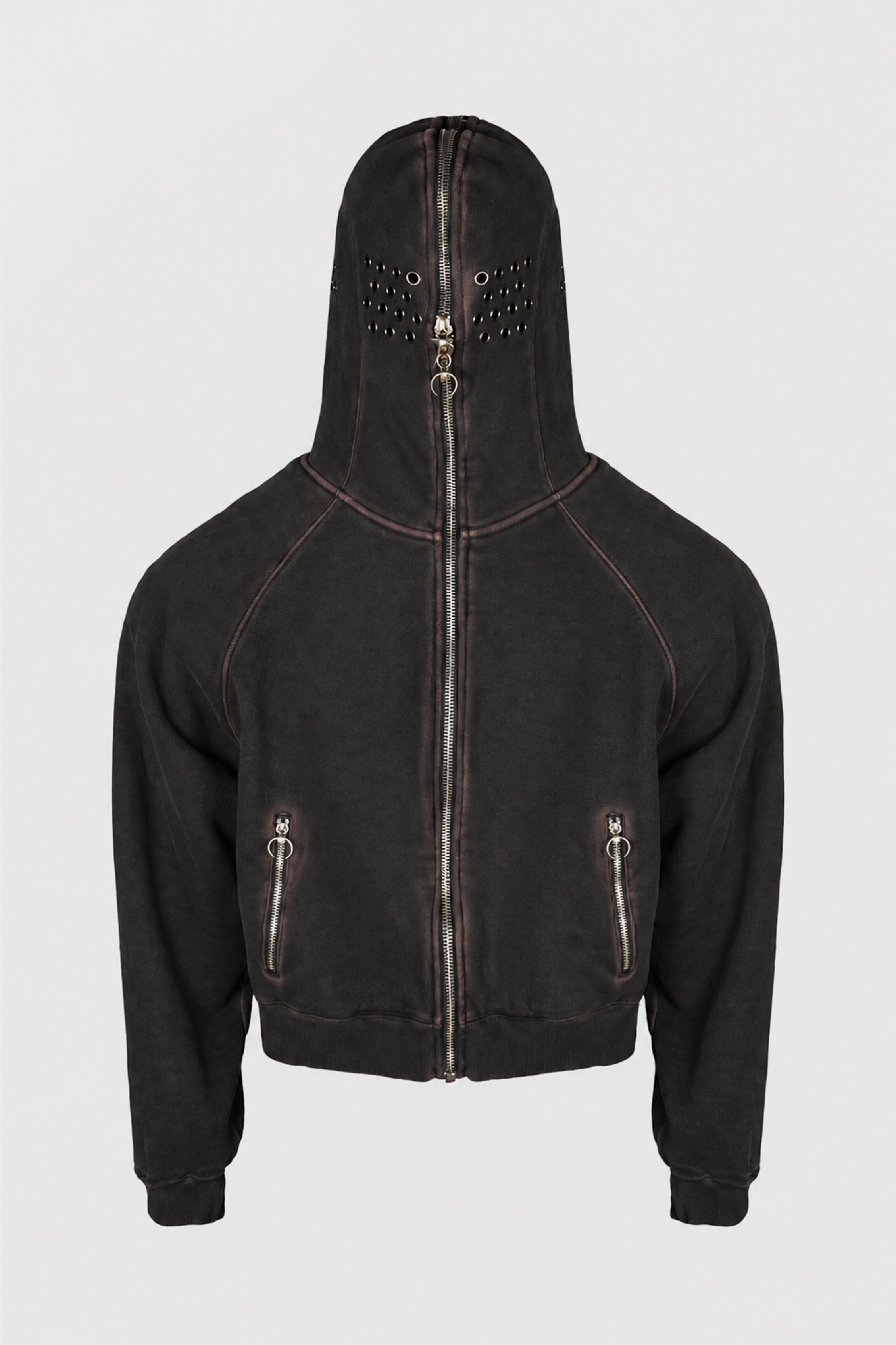 BULK SHOULDER GLADIATOR ZIP-UP HOODIE BLACK