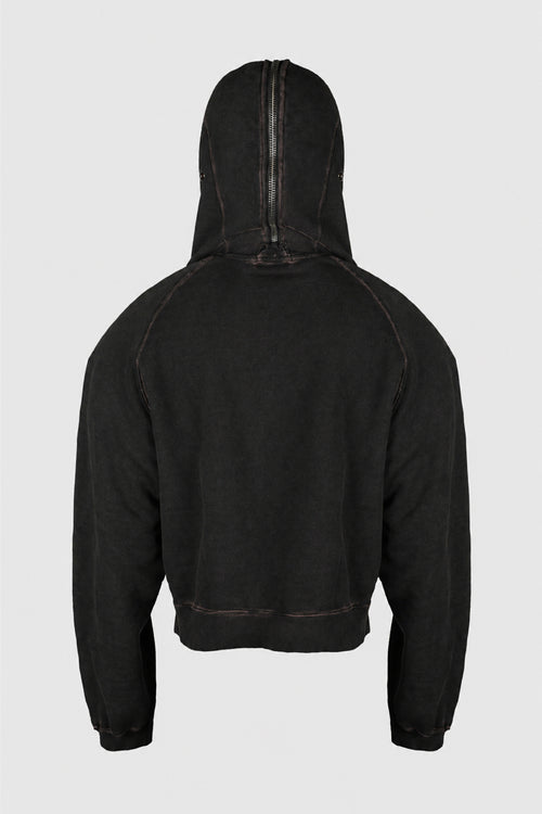 BULK SHOULDER GLADIATOR ZIP-UP HOODIE BLACK