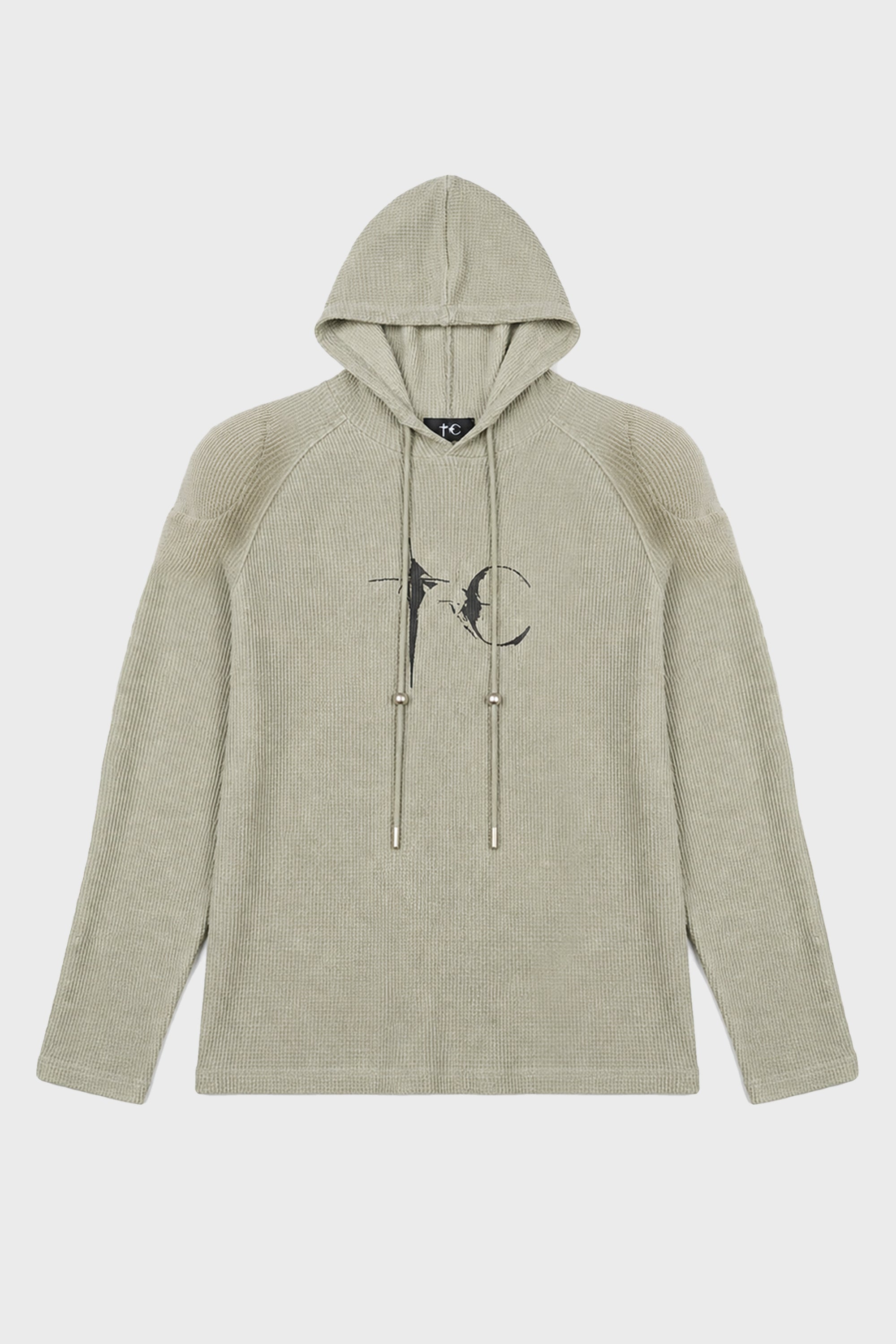 BULK SHOULDER WAFFLE HOODIE KHAKI