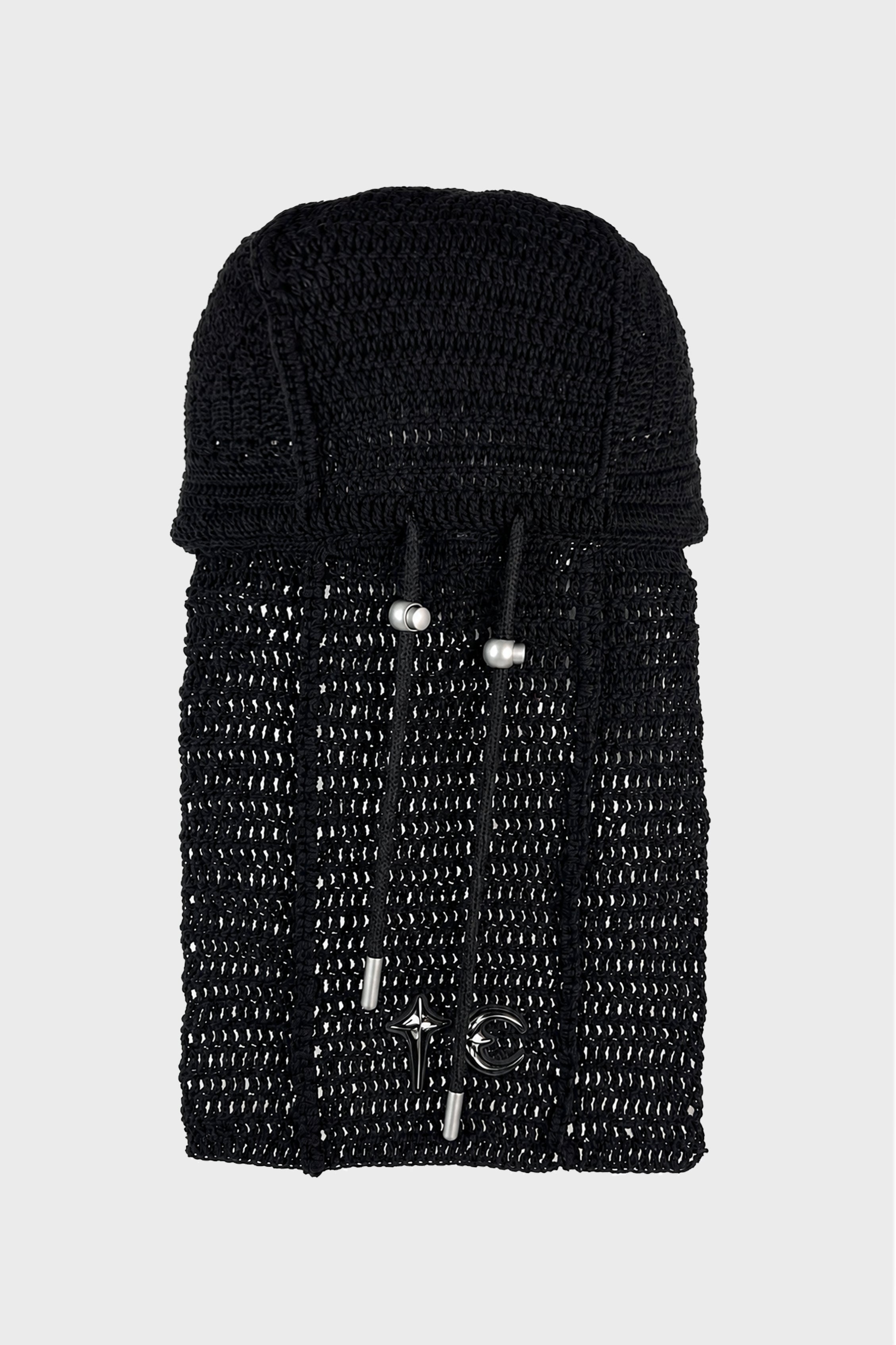 TC DESTROYED CROCHET TAIL HAT BLACK