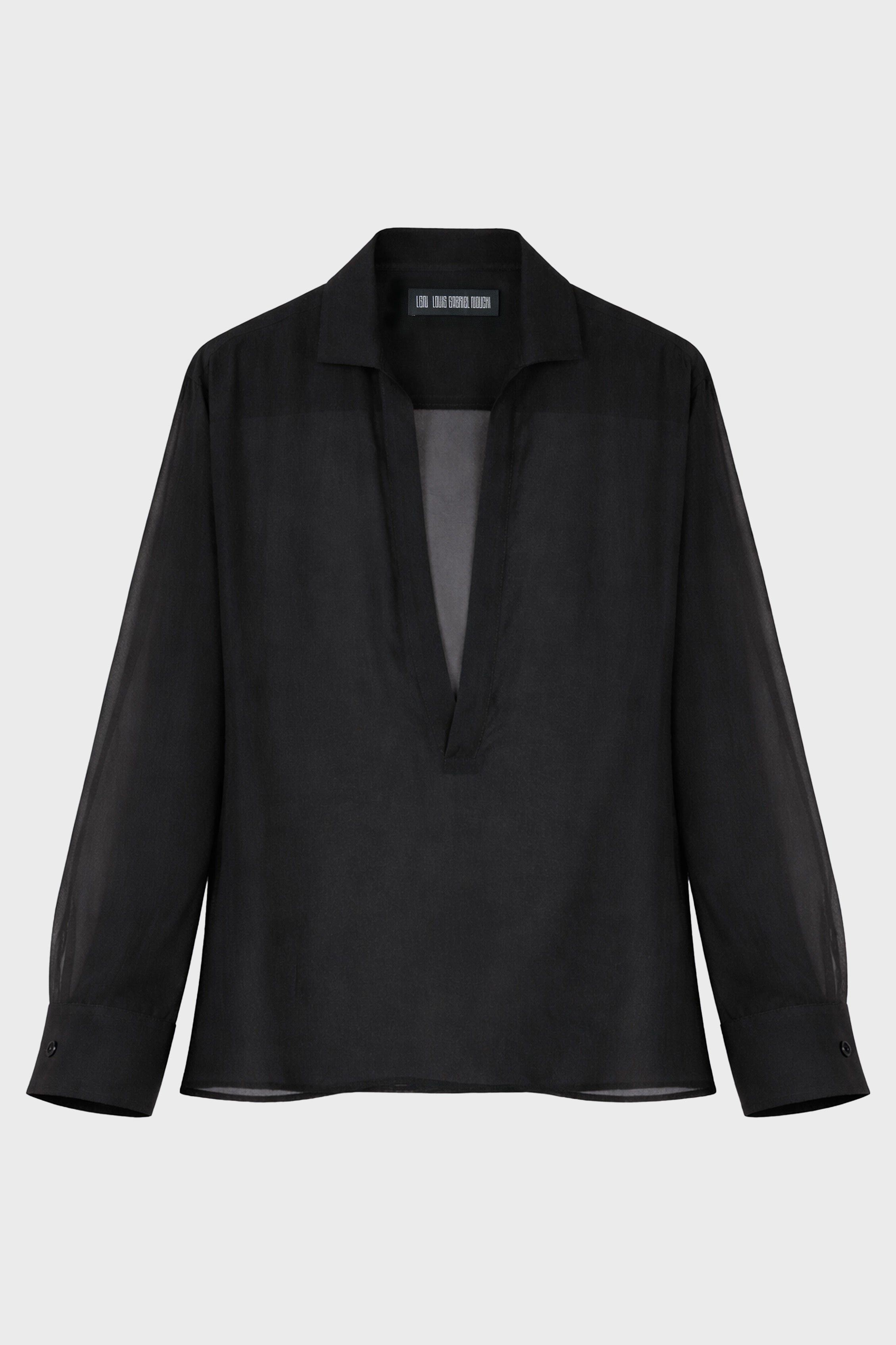 TRANSPARENT VAREUSE SHIRT BLACK