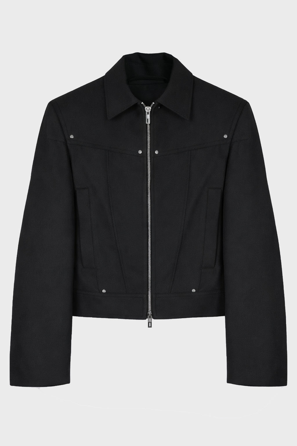 ZIPPED WIDE SHOULDERS JACKET