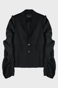 PANELLED-SLEEVE BLAZER BLACK