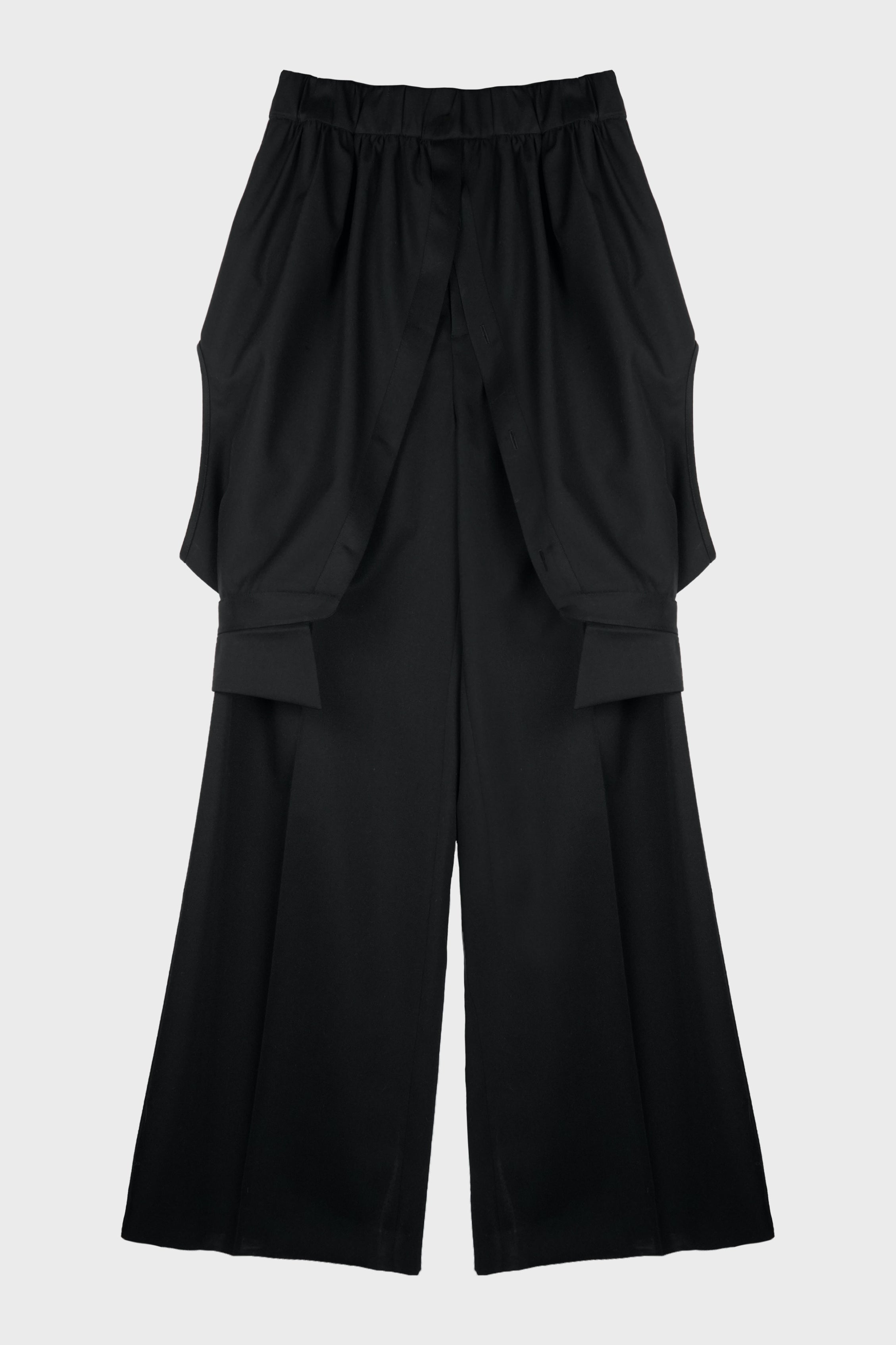 WOOL SHIRT-WAIST TROUSERS BLACK