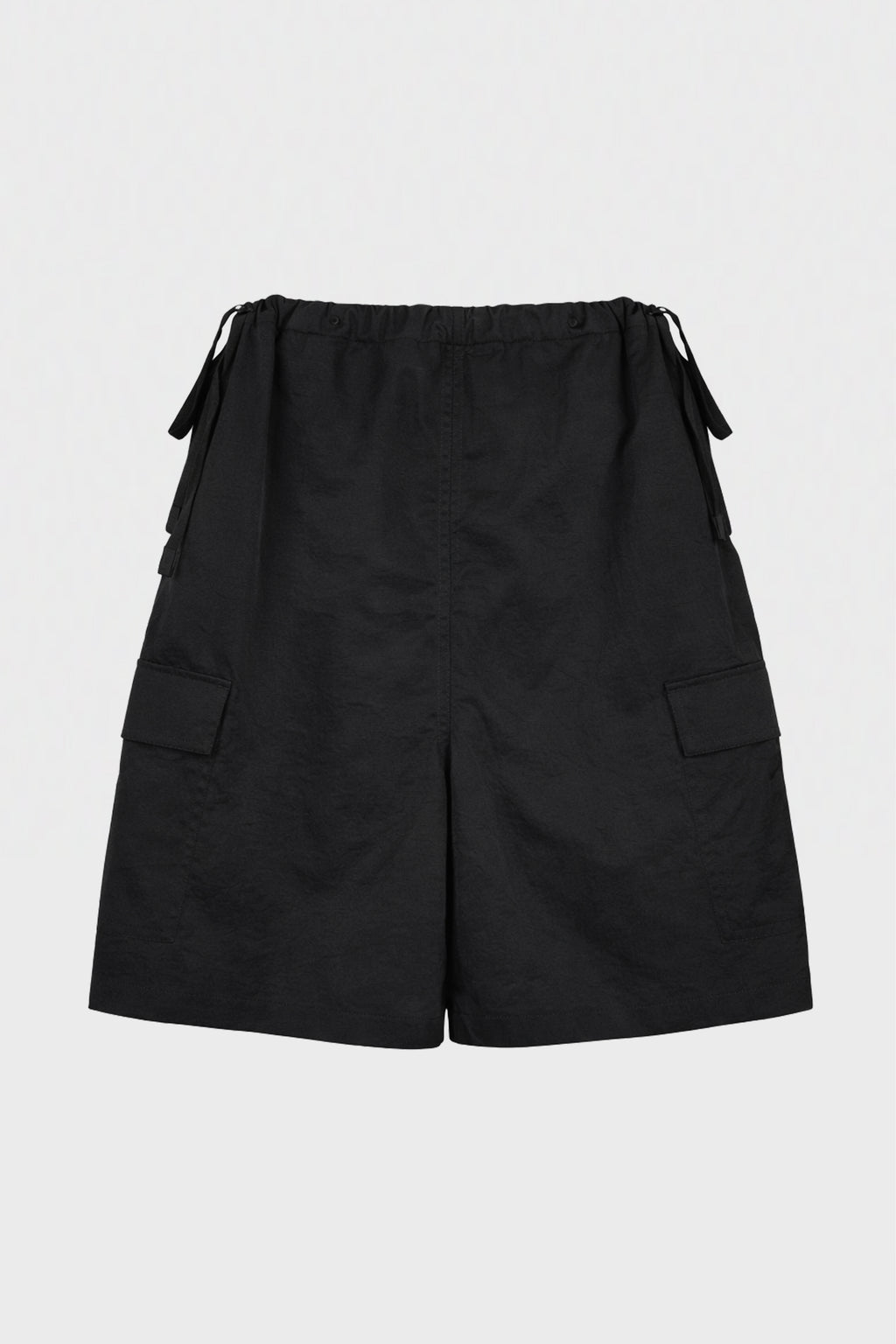 NYLON DRAWSTRING WIDE-LEG TROUSERS BLACK