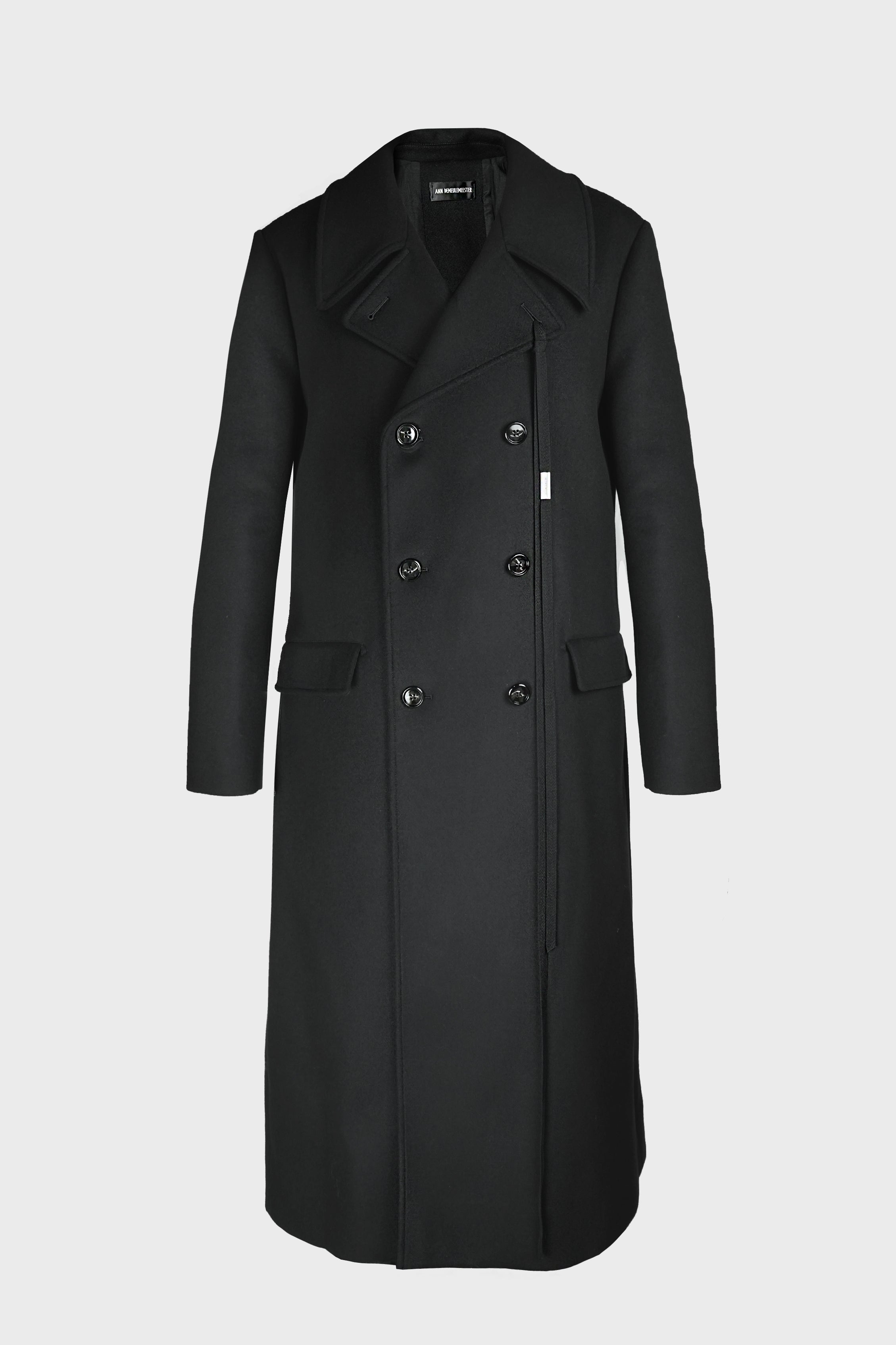MILES LONG FITTED DOUBLE BREASTED COAT BLACK