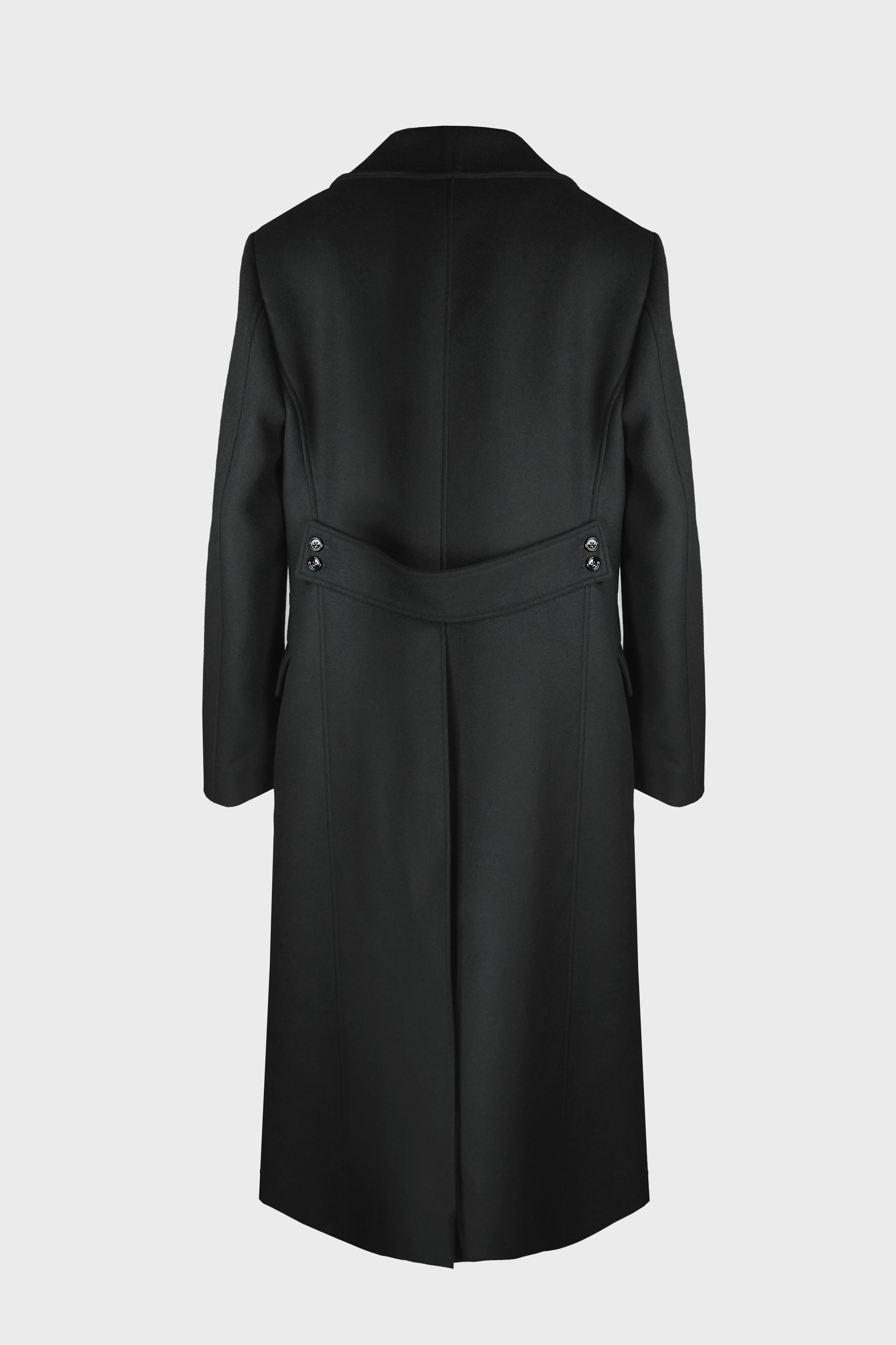 MILES LONG FITTED DOUBLE BREASTED COAT BLACK
