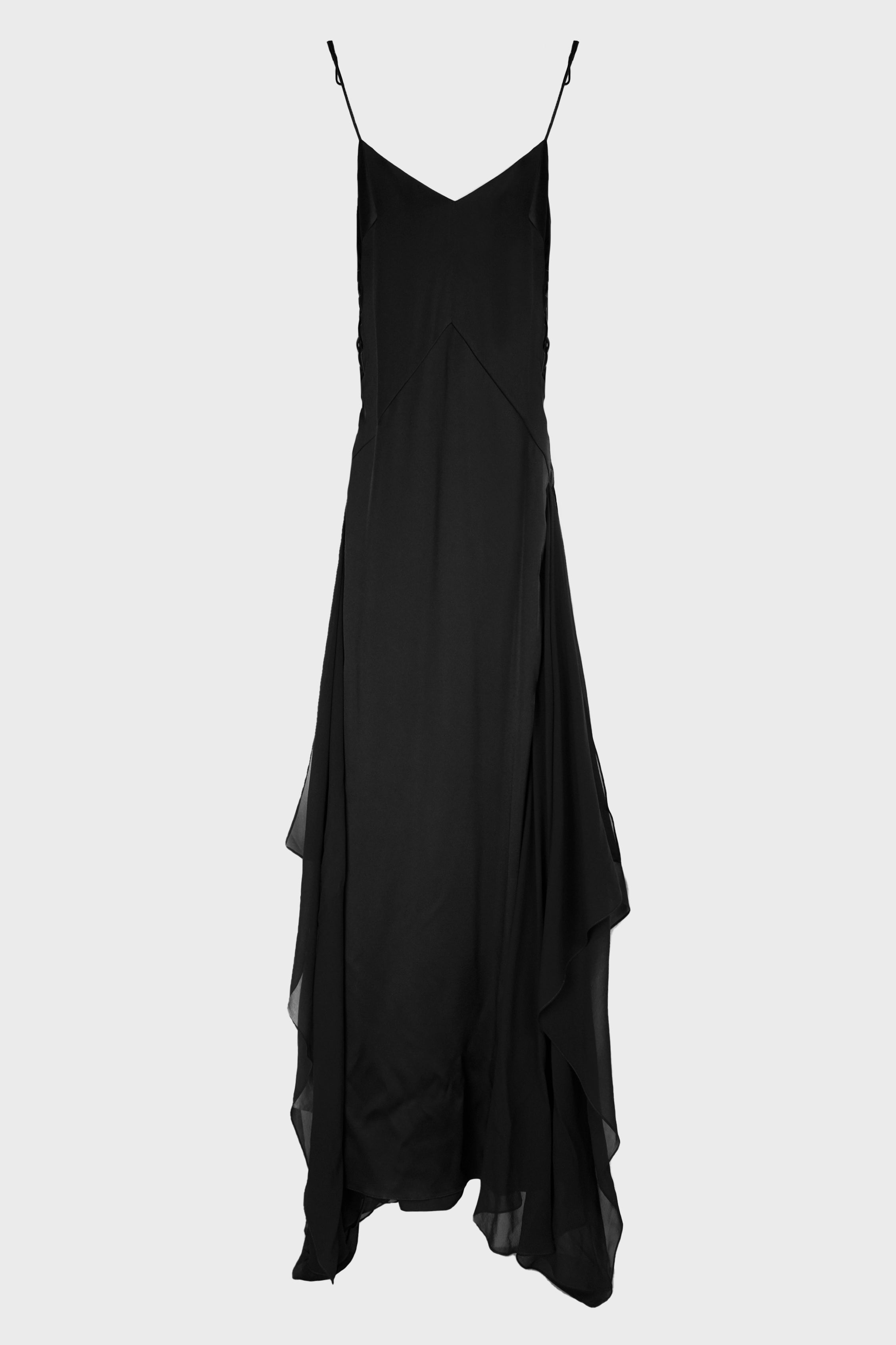 OTTILIE LONG DRESS WITH LACED UP DETAIL BLACK