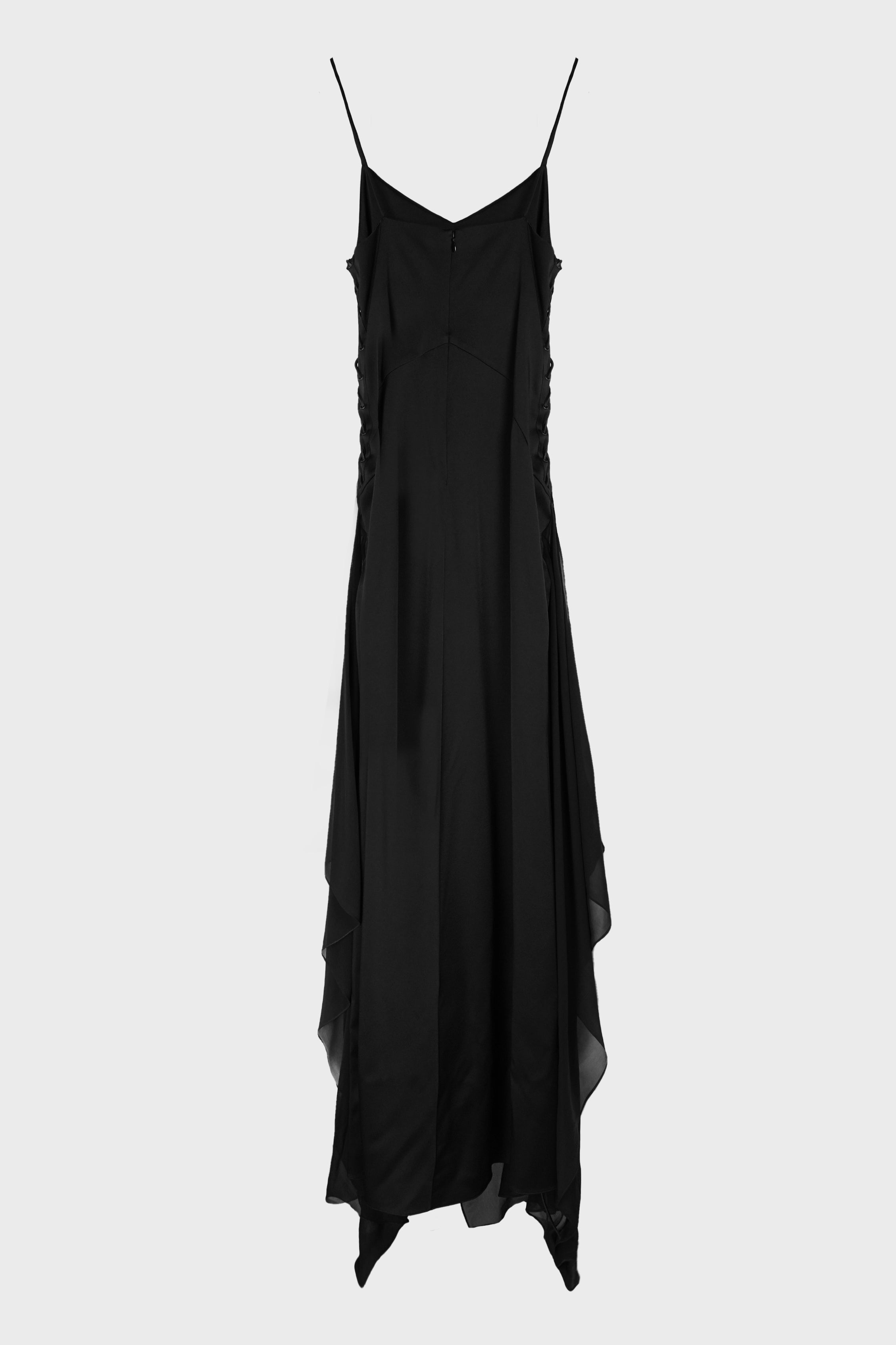 OTTILIE LONG DRESS WITH LACED UP DETAIL BLACK