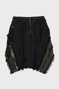 MULTI-LAYERED DROP-CROTCH SLIT SHORTS