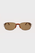 × DRIES VAN NOTEN RECTANGULAR SUNGLASSES SILVER/BROWN