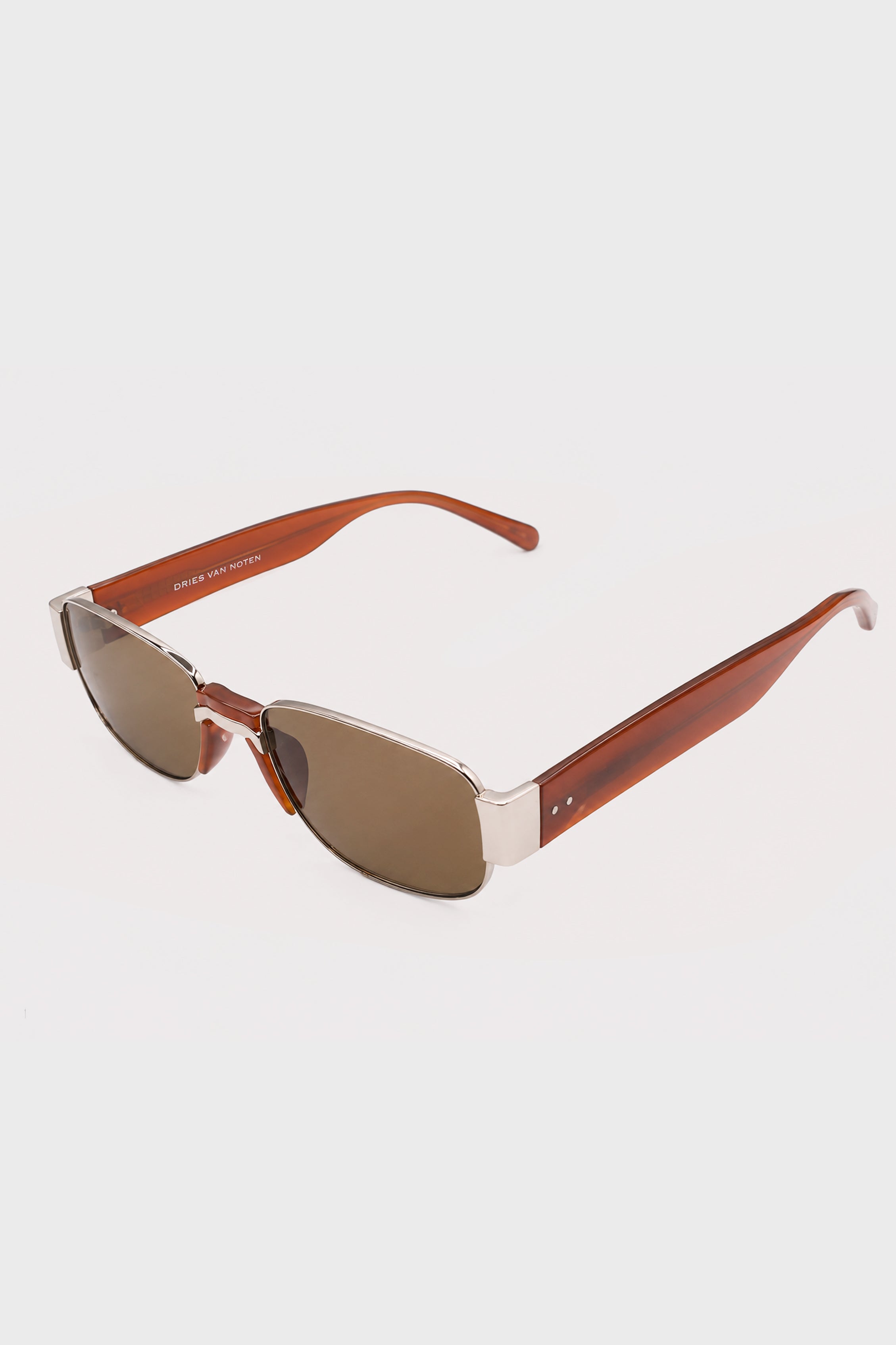 × DRIES VAN NOTEN RECTANGULAR SUNGLASSES SILVER/BROWN