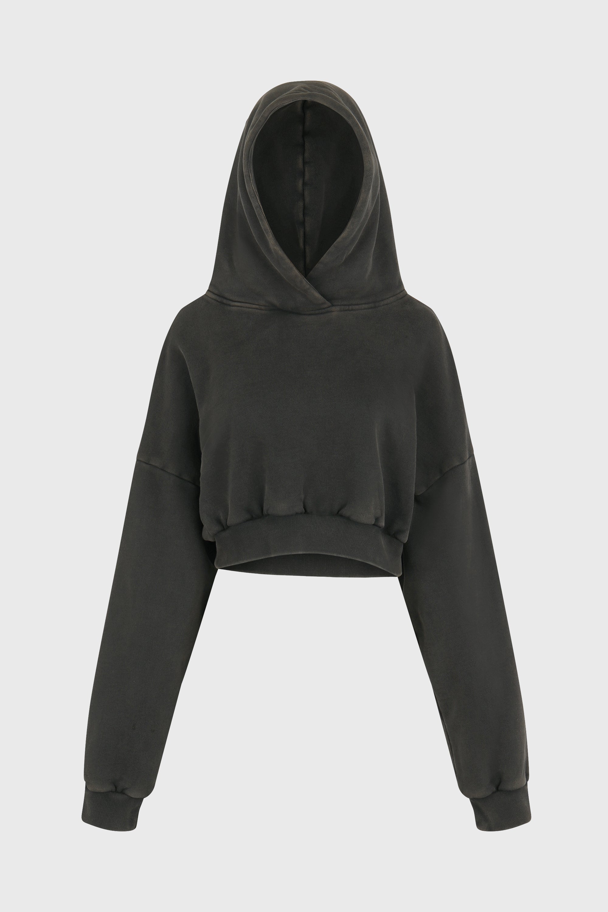 CROPPED HEAVY HOOD WASHED BLACK
