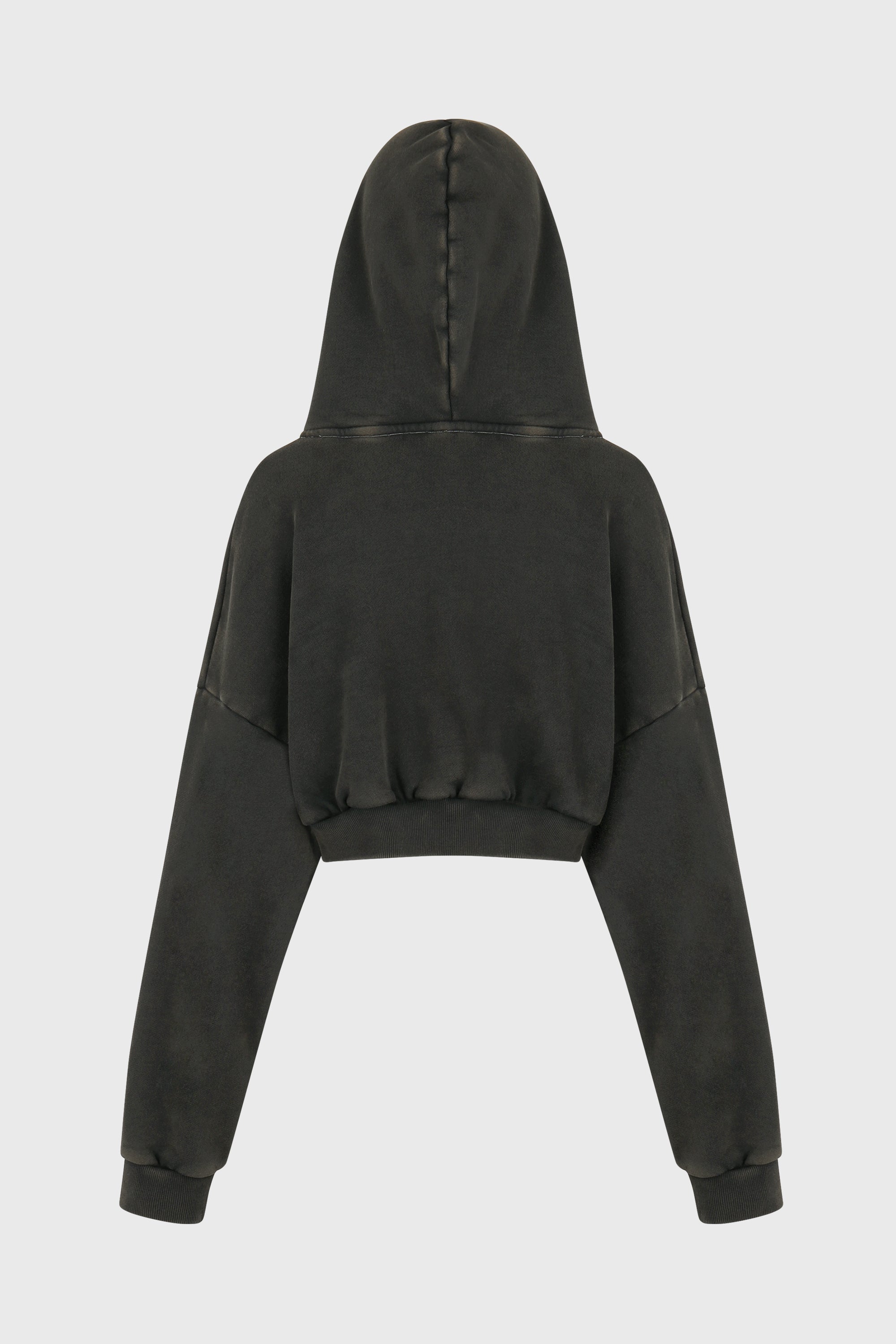 CROPPED HEAVY HOOD WASHED BLACK