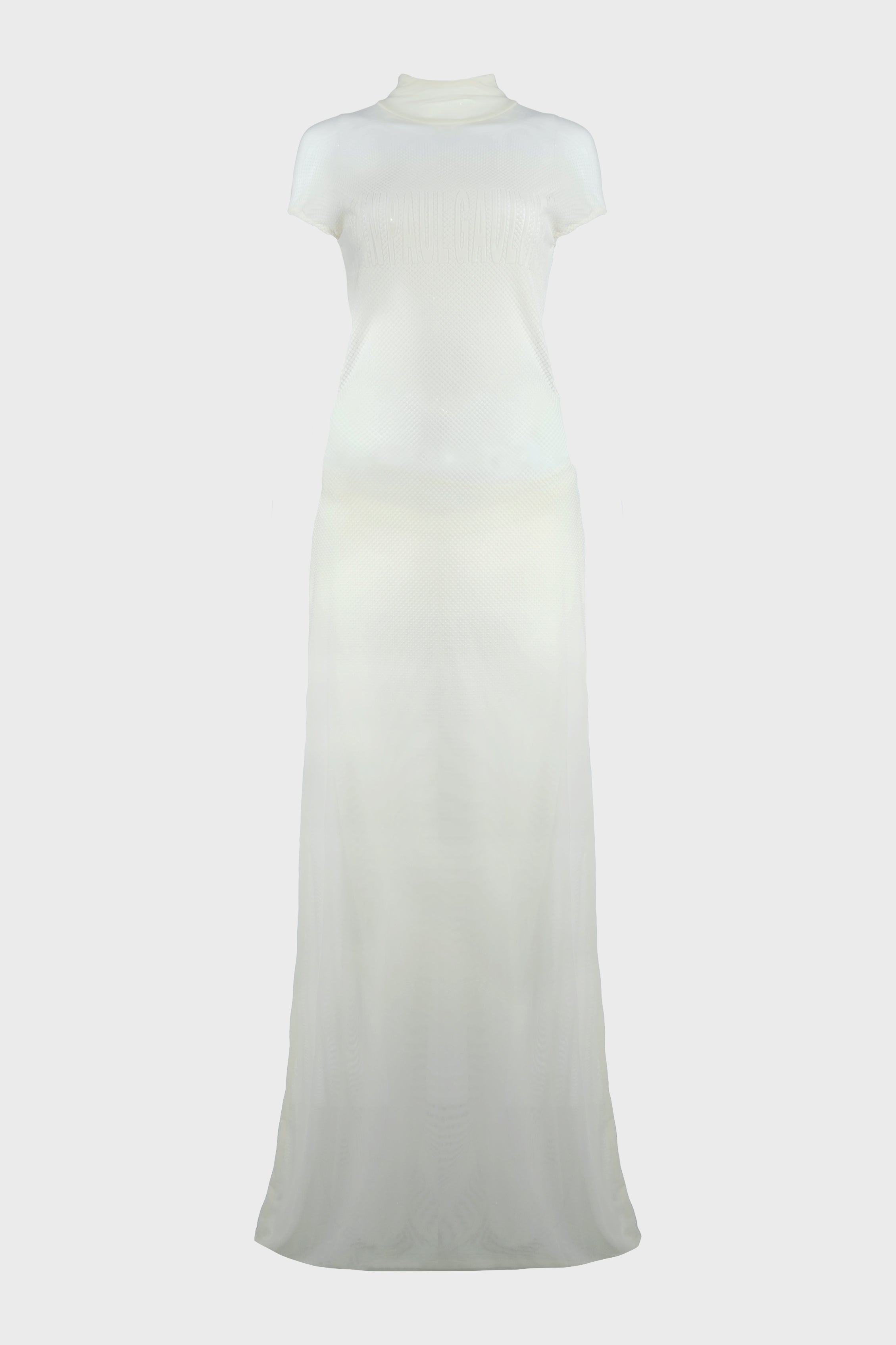 MESH SLEEVELESS LONG DRESS ECRU