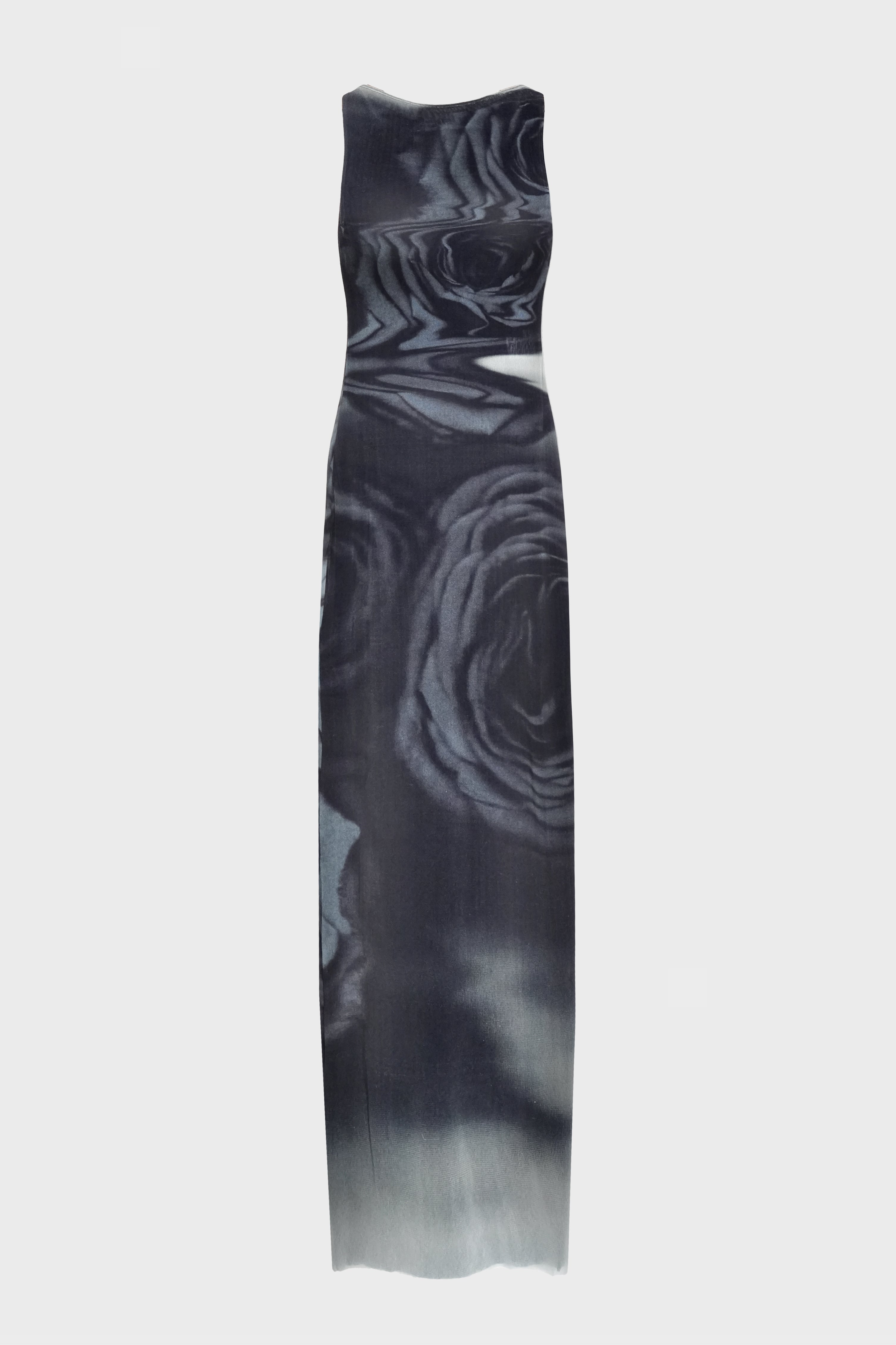 MESH DRESS SLEEVELESS "BLURRY ROSES"