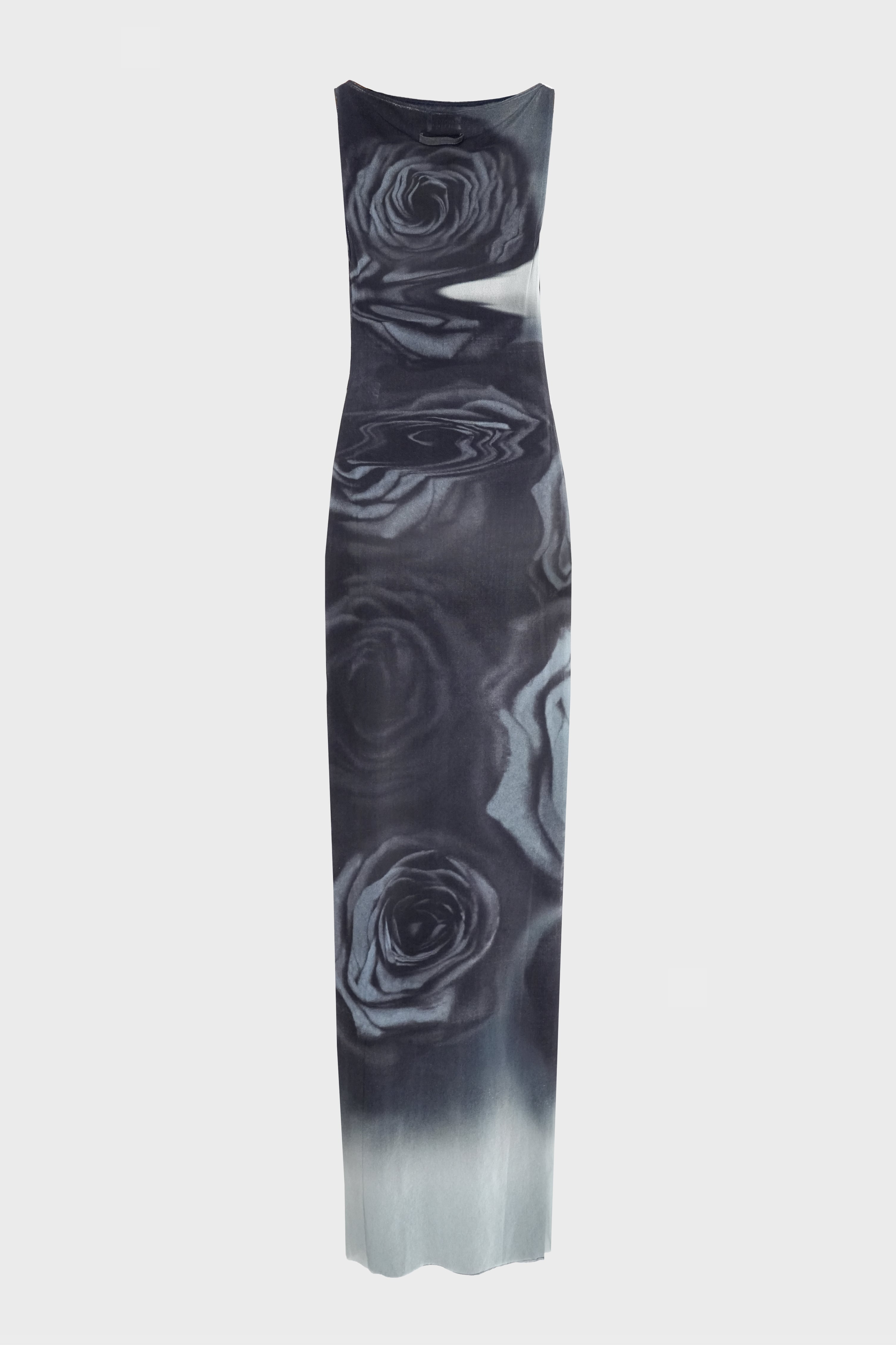 MESH DRESS SLEEVELESS "BLURRY ROSES"