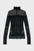 TULLE BLOUSE WITH SCALLOPED LACE