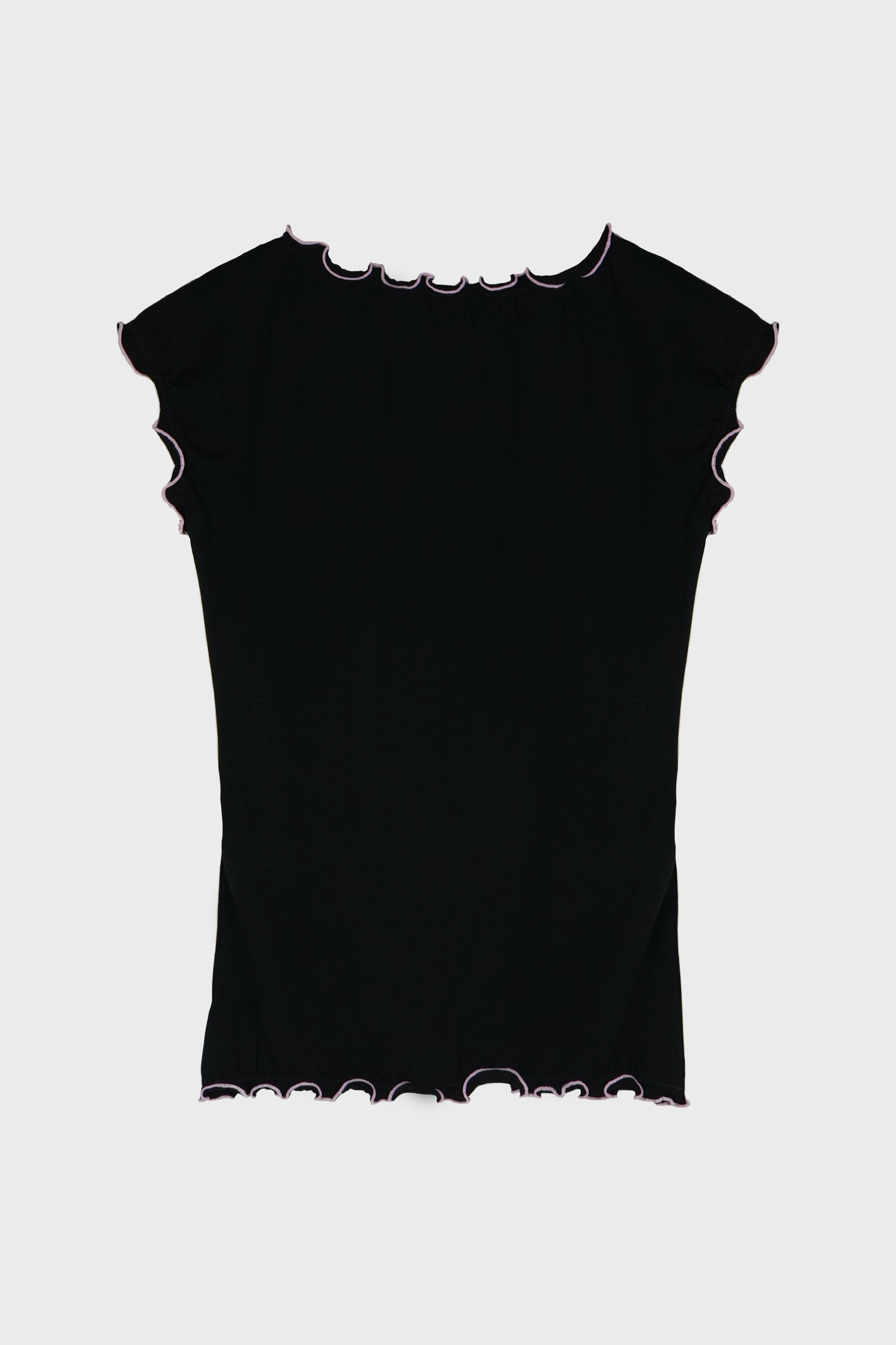 JERSEY T-SHIRT W/ KITTEN PRINT AND RUFFLES
