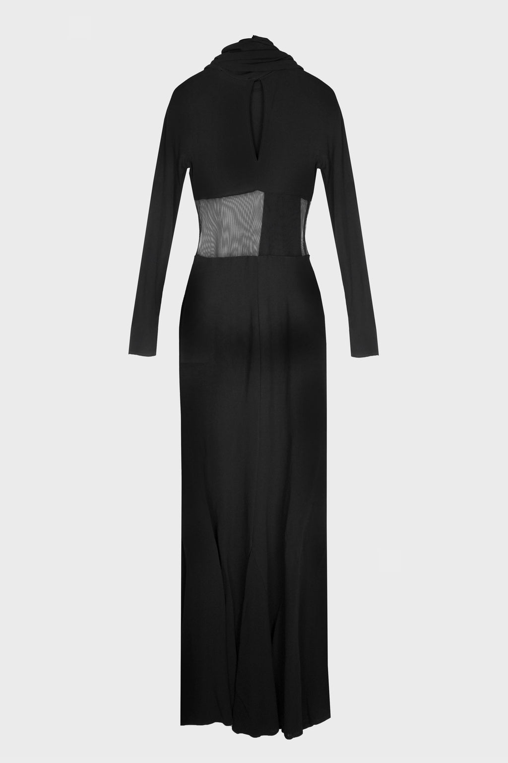 LONG JERSEY DRESS WITH TULLE INSERT