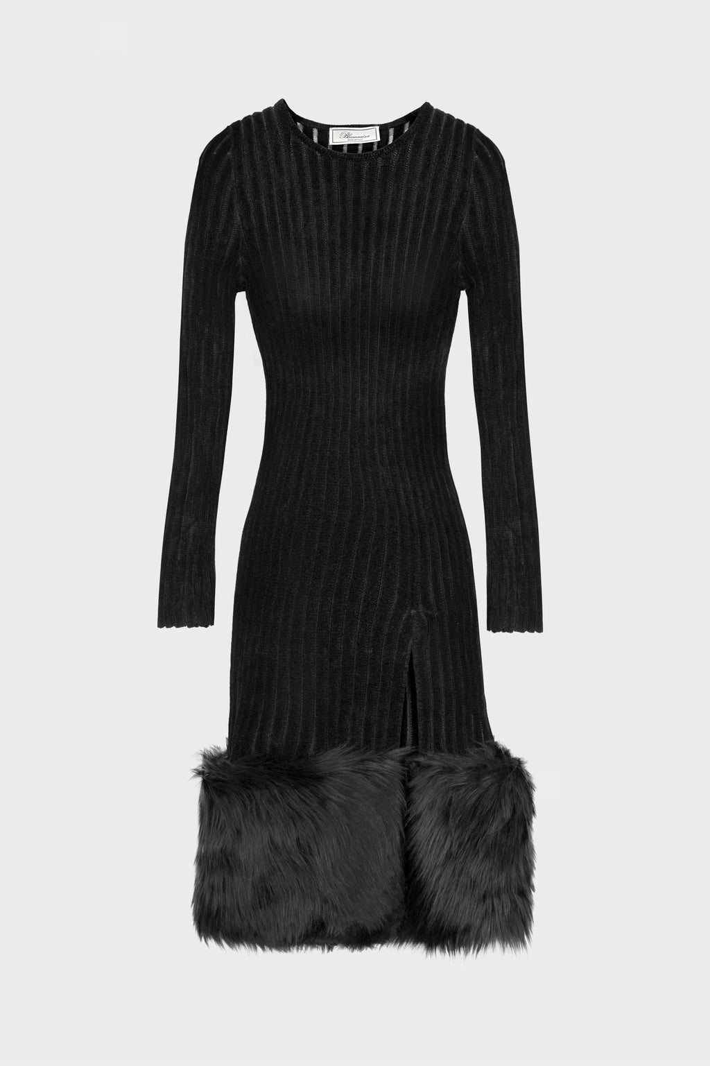 MIDI KNIT DRESS+FUR
